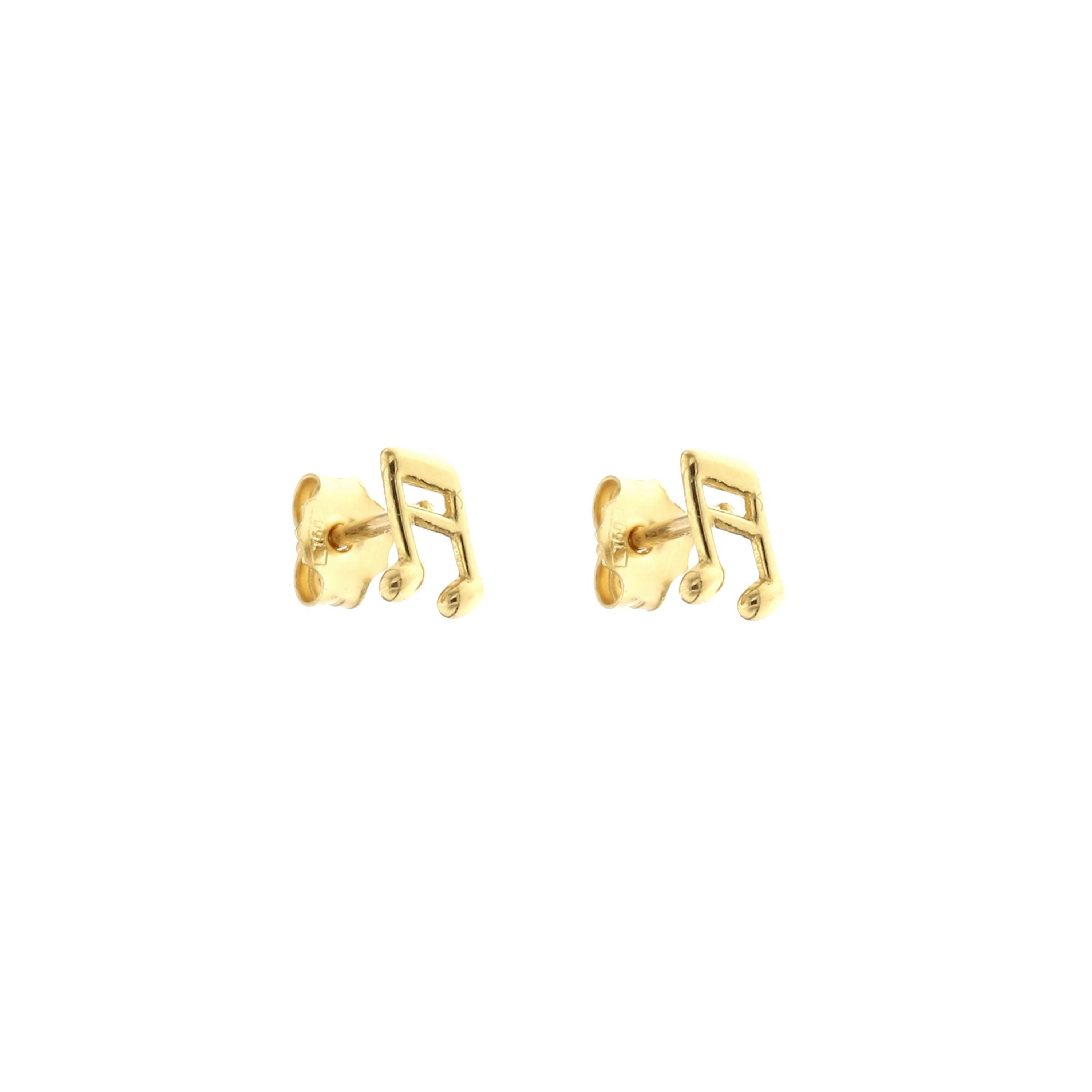 18K Italian Gold Musical notes earrings – SKU 803321732651