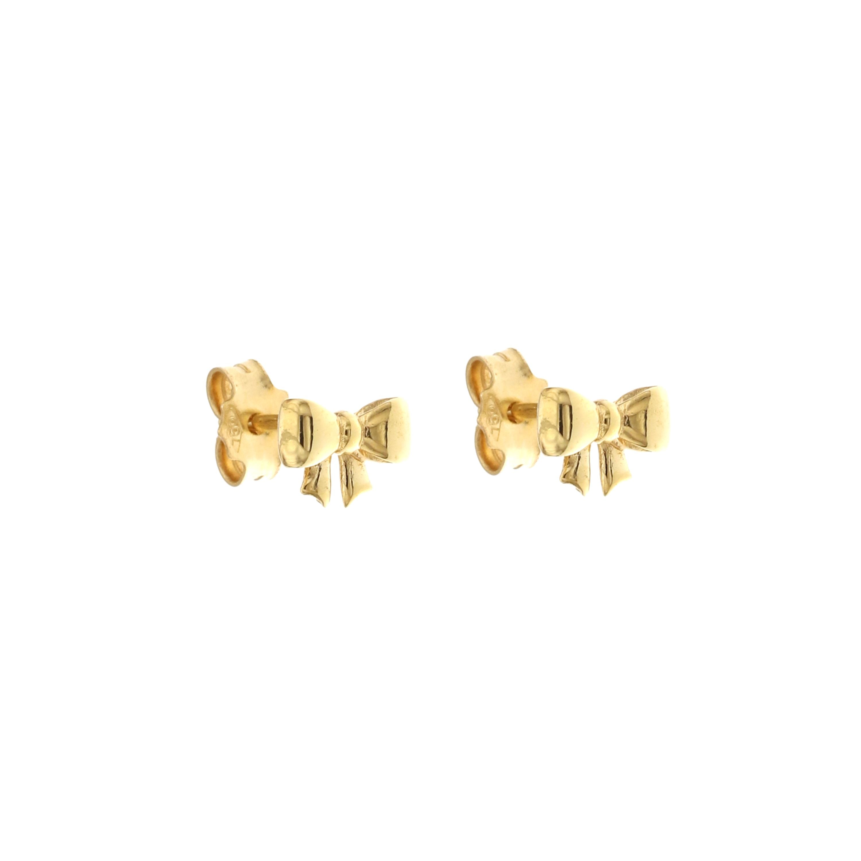 18K Italian Gold Bow shaped earrings – SKU 803321732653
