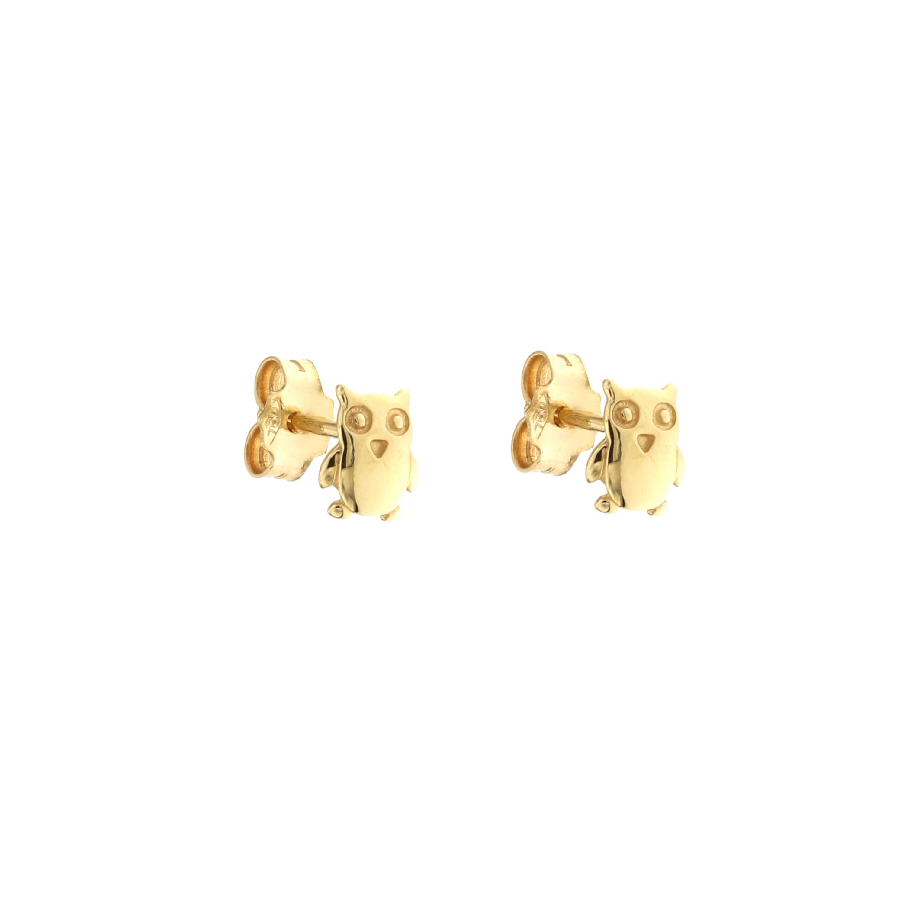 18K Italian Gold Owl Shaped earrings – SKU 803321734968