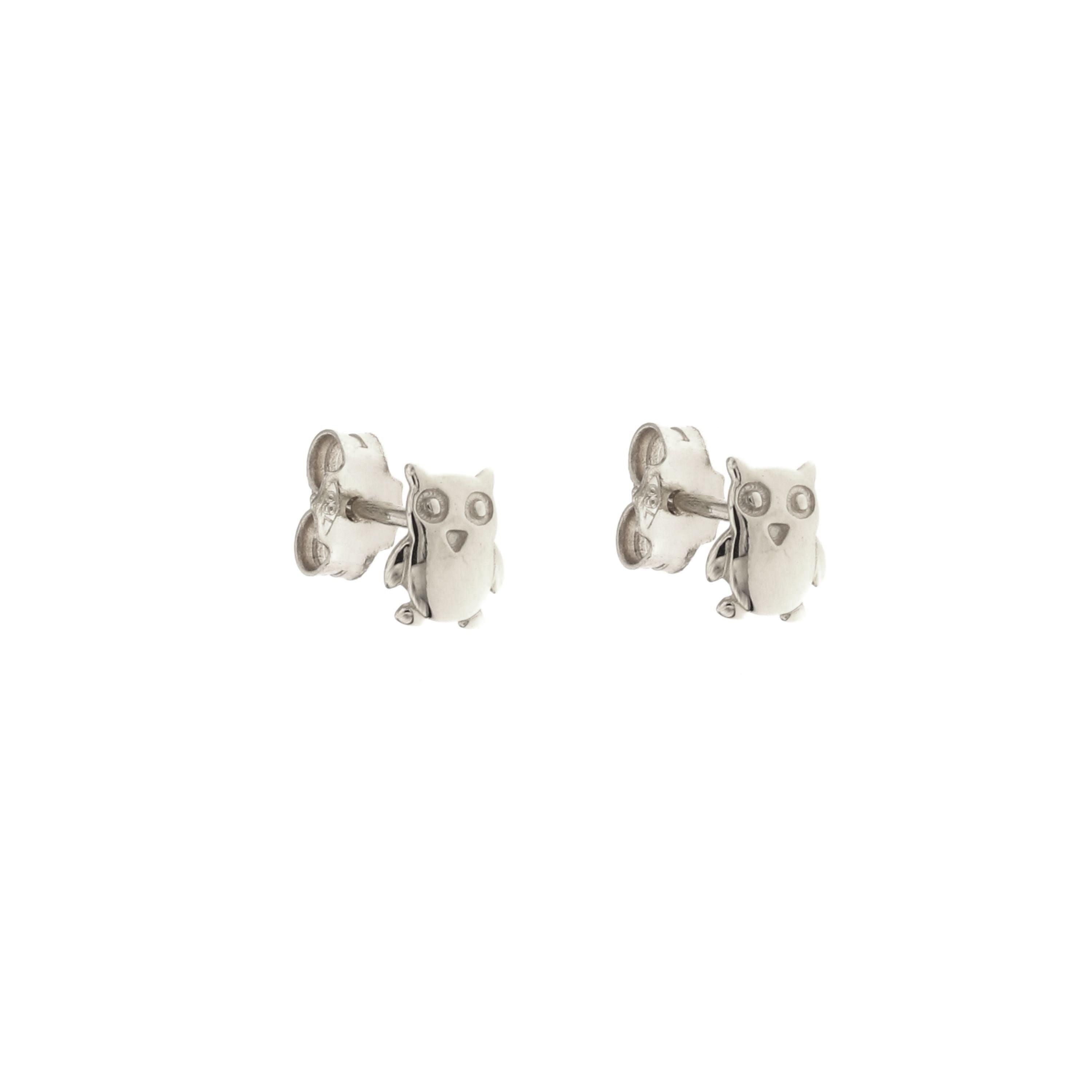 18K Italian Gold Owl Shaped earrings – SKU 803321734969