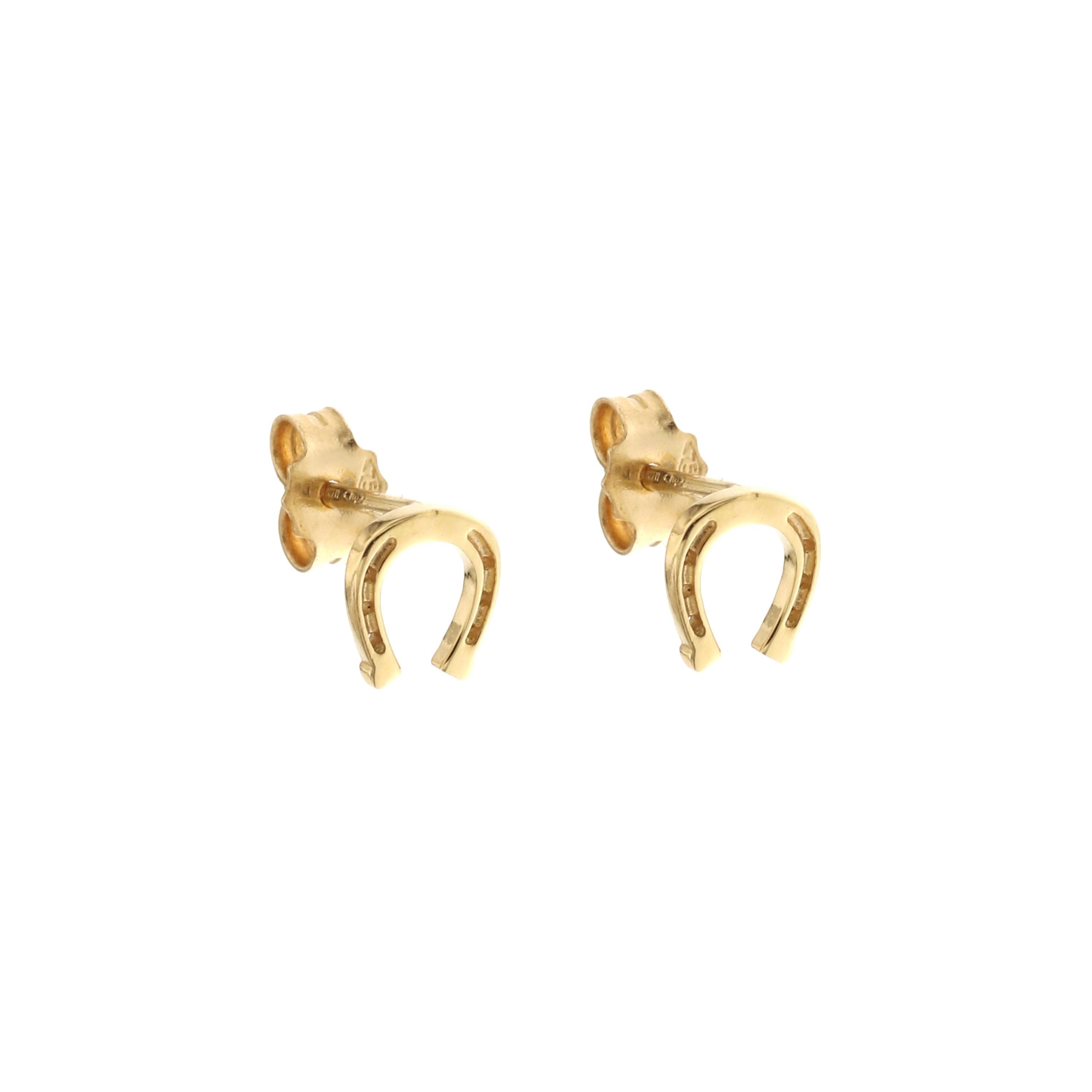 18K Italian Gold Horse Shoe Shaped earrings – SKU 803321734974