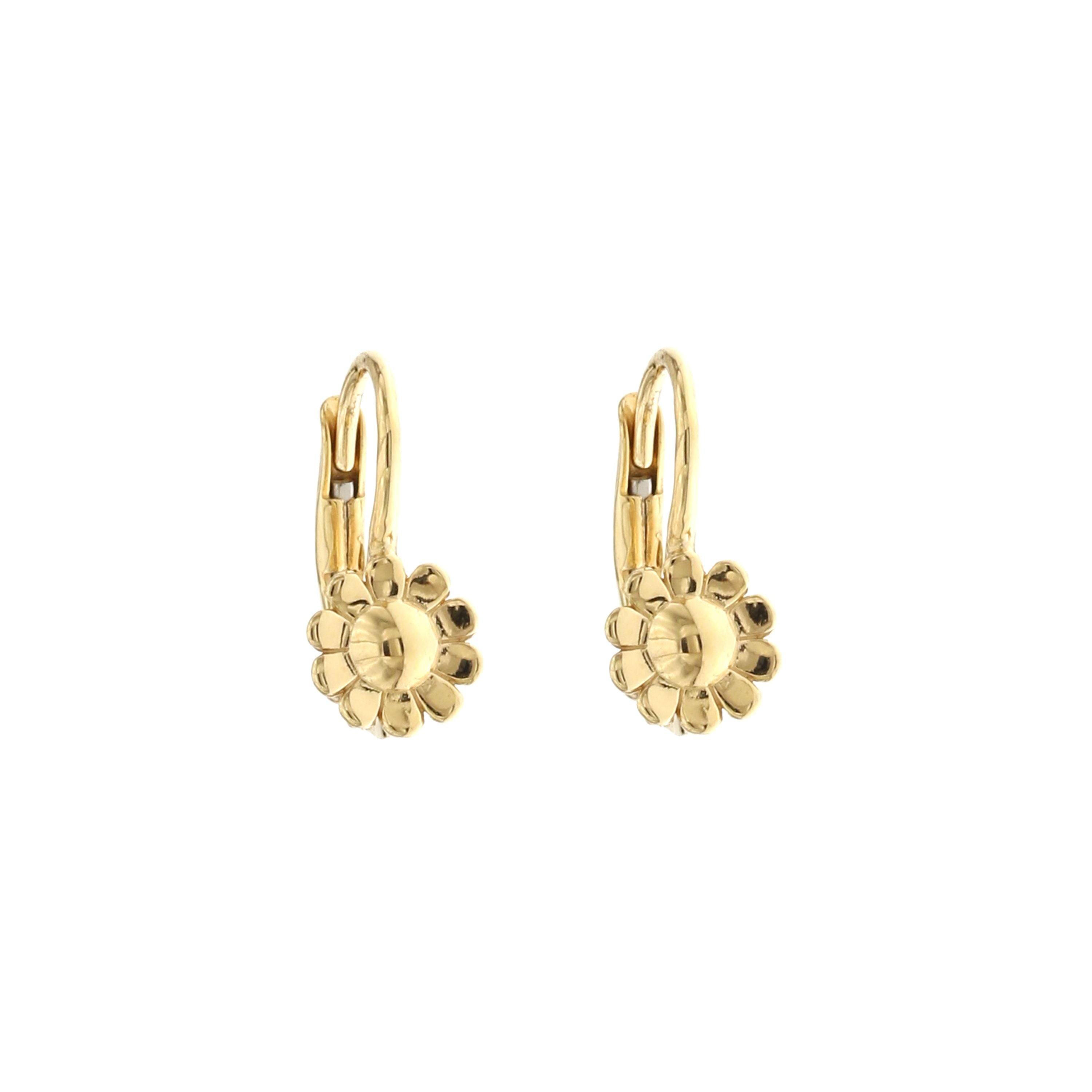 18K Italian Gold Flower shaped earrings – SKU 803321734980