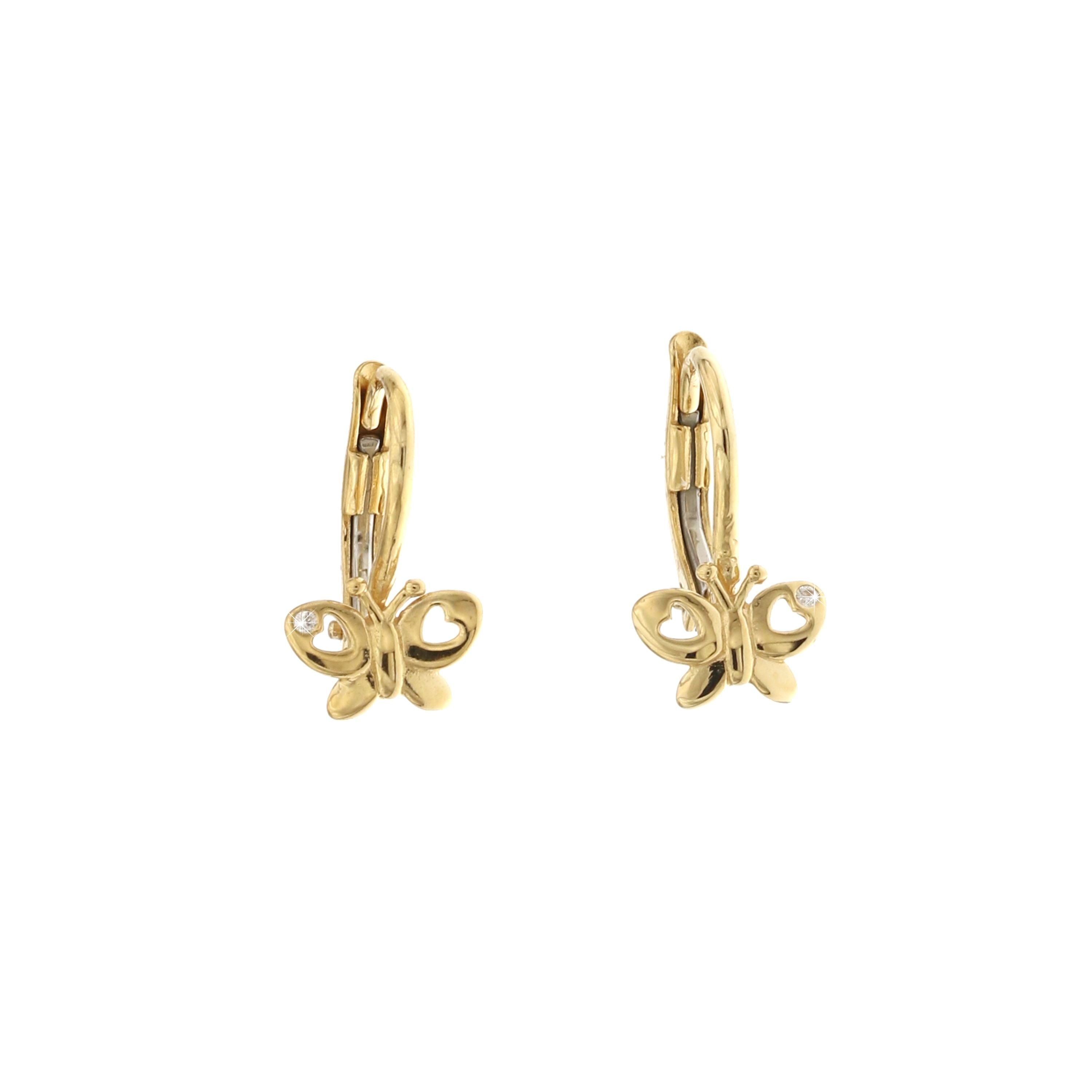 18K Italian Gold Butterfly shaped earrings – SKU 803321734982
