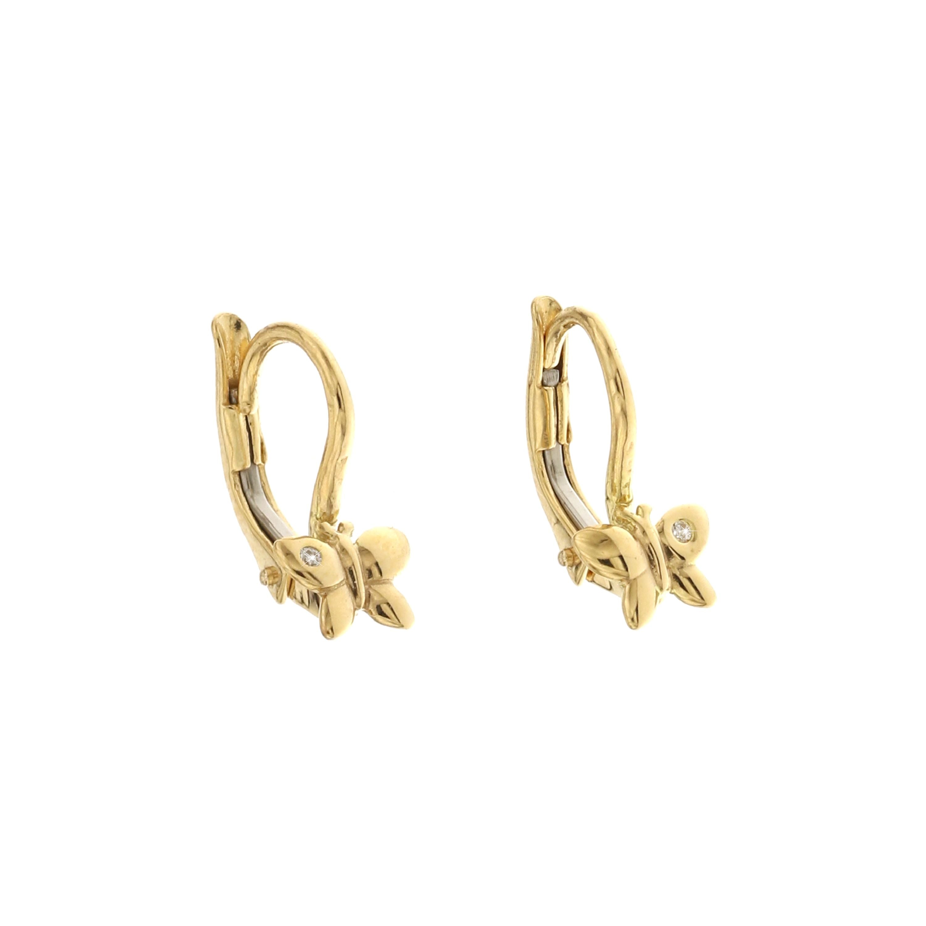 18K Italian Gold Butterfly shaped earrings – SKU 803321734984