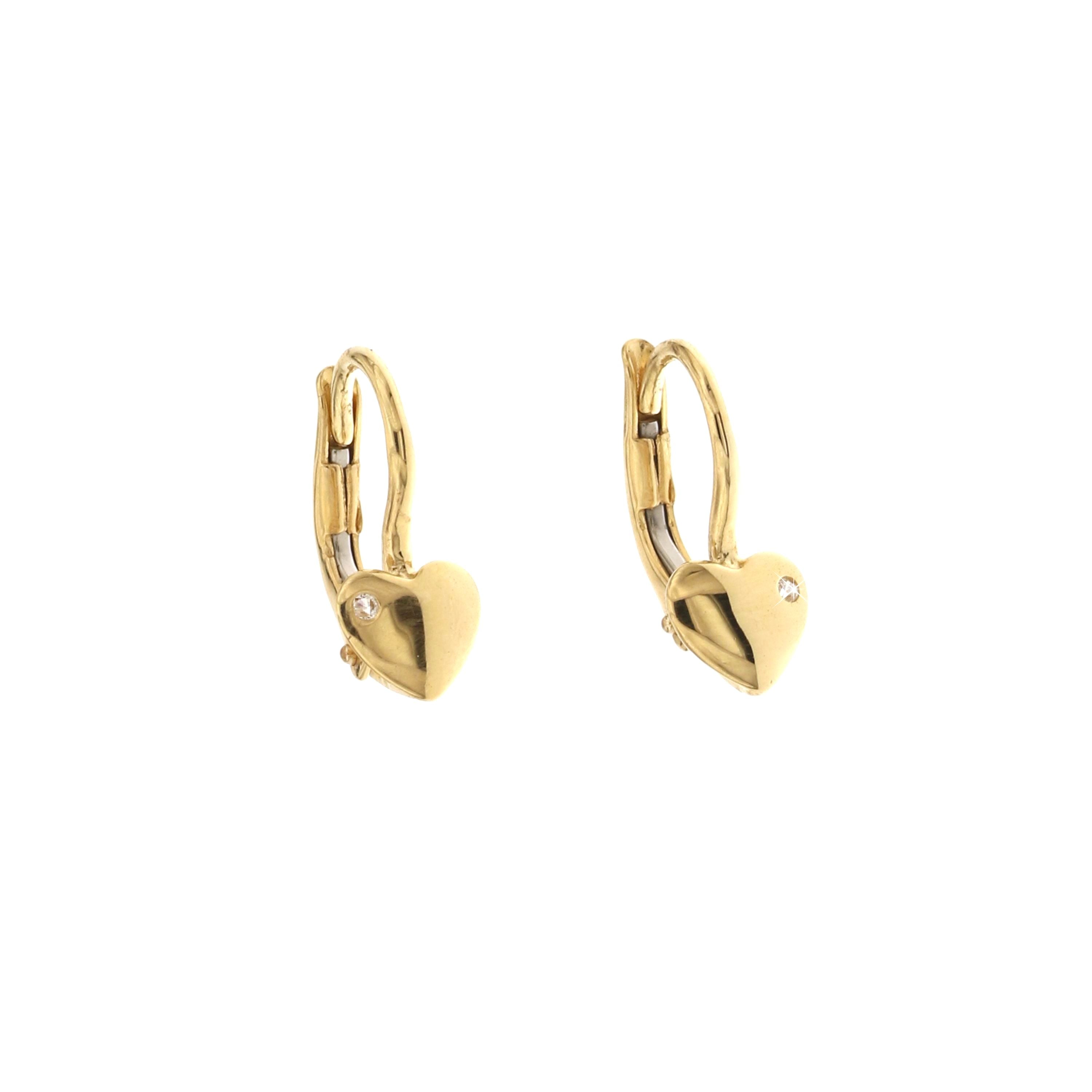 18K Italian Gold Heart shaped earrings – SKU 803321734986