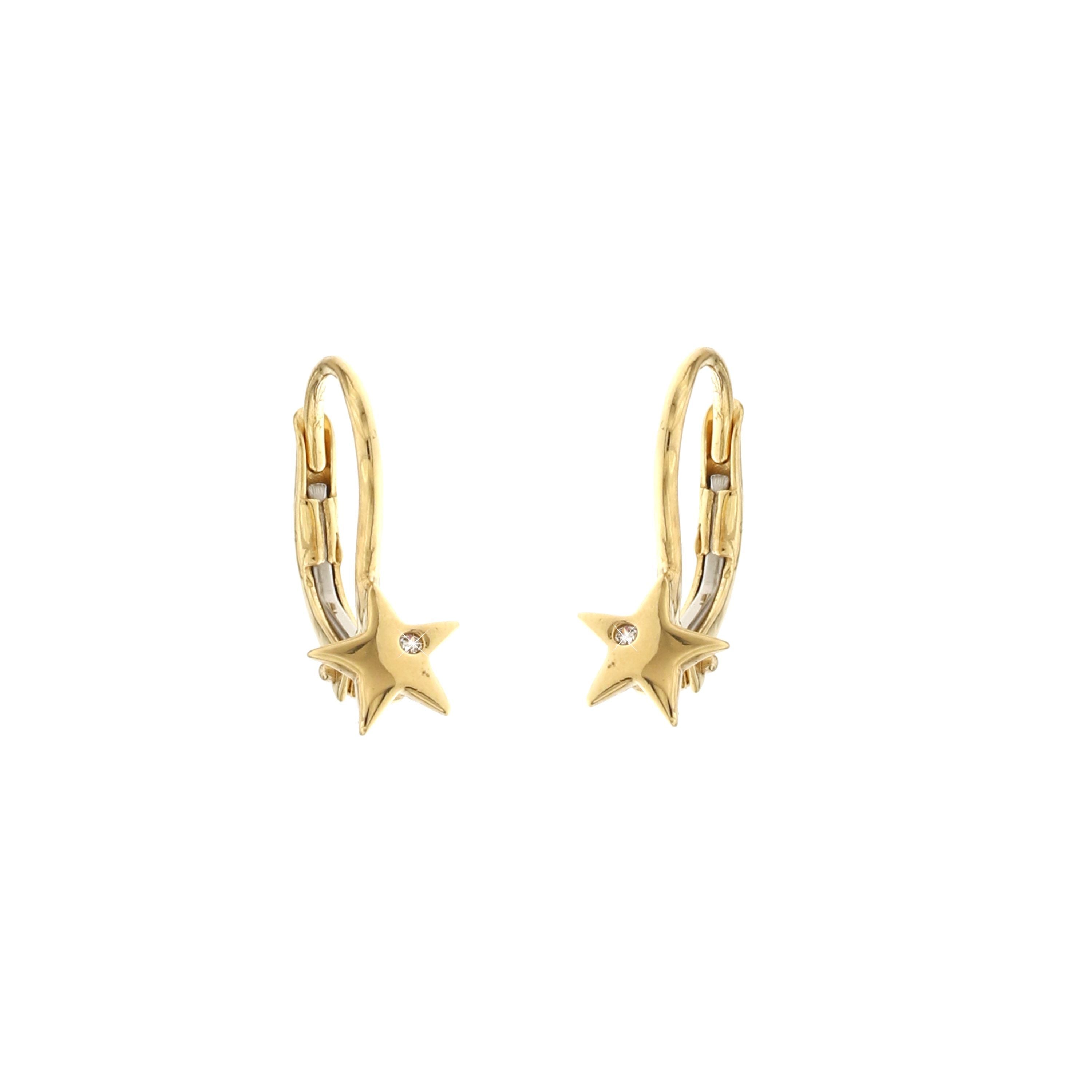 18K Italian Gold Star Shaped earrings – SKU 803321734988