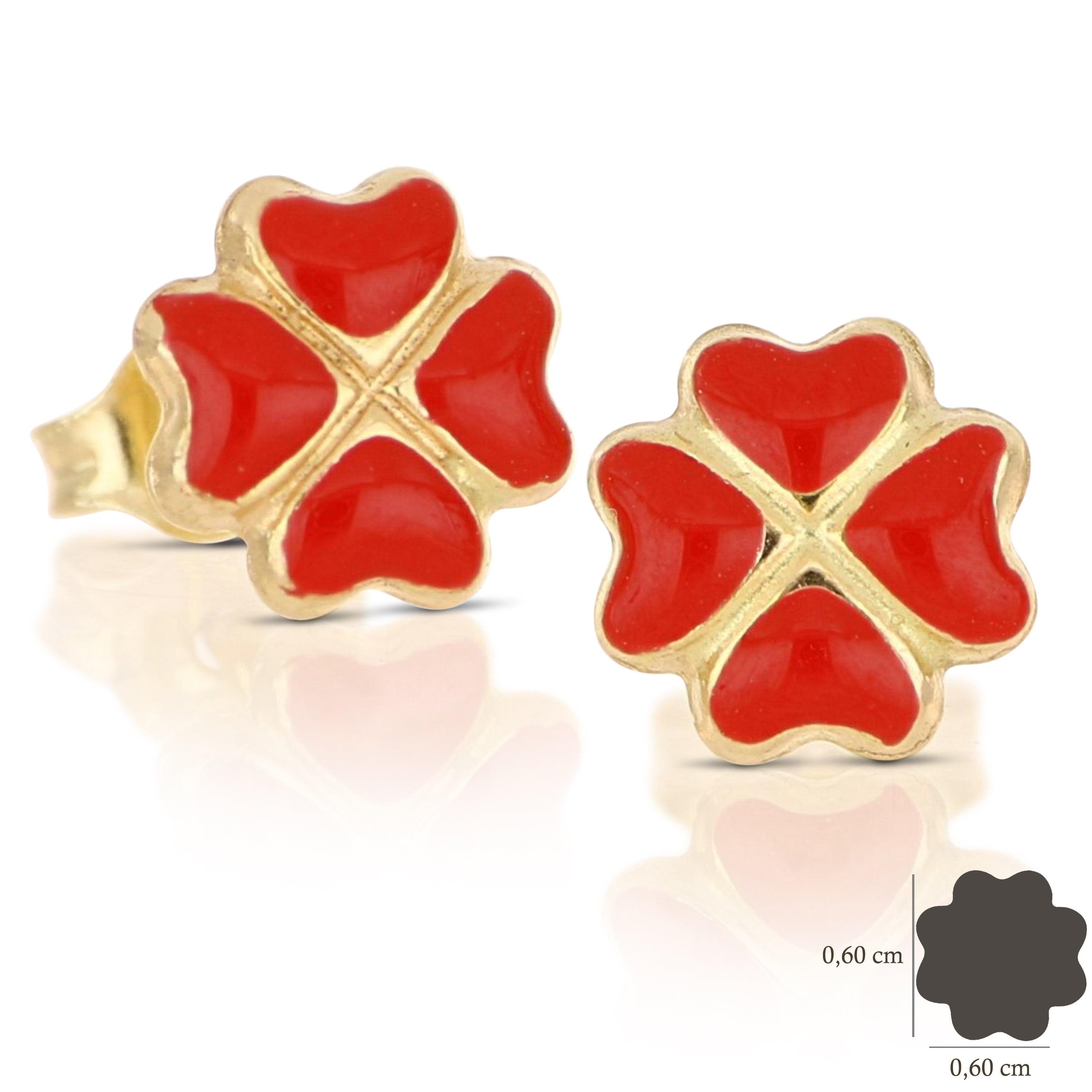 18K Italian Gold Four-leaf shaped earrings – SKU 803321736900