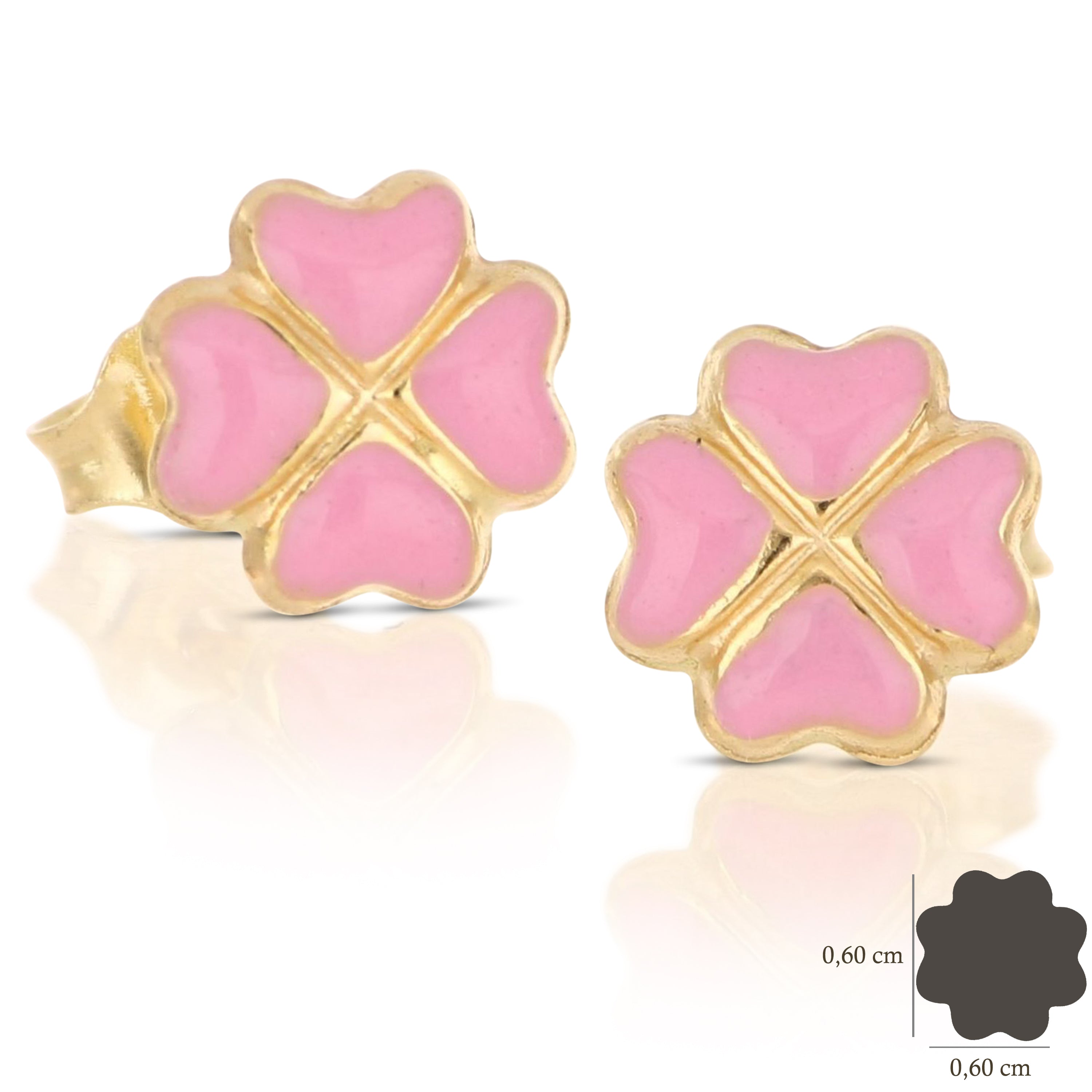 18K Italian Gold Four-leaf shaped earrings – SKU 803321736901