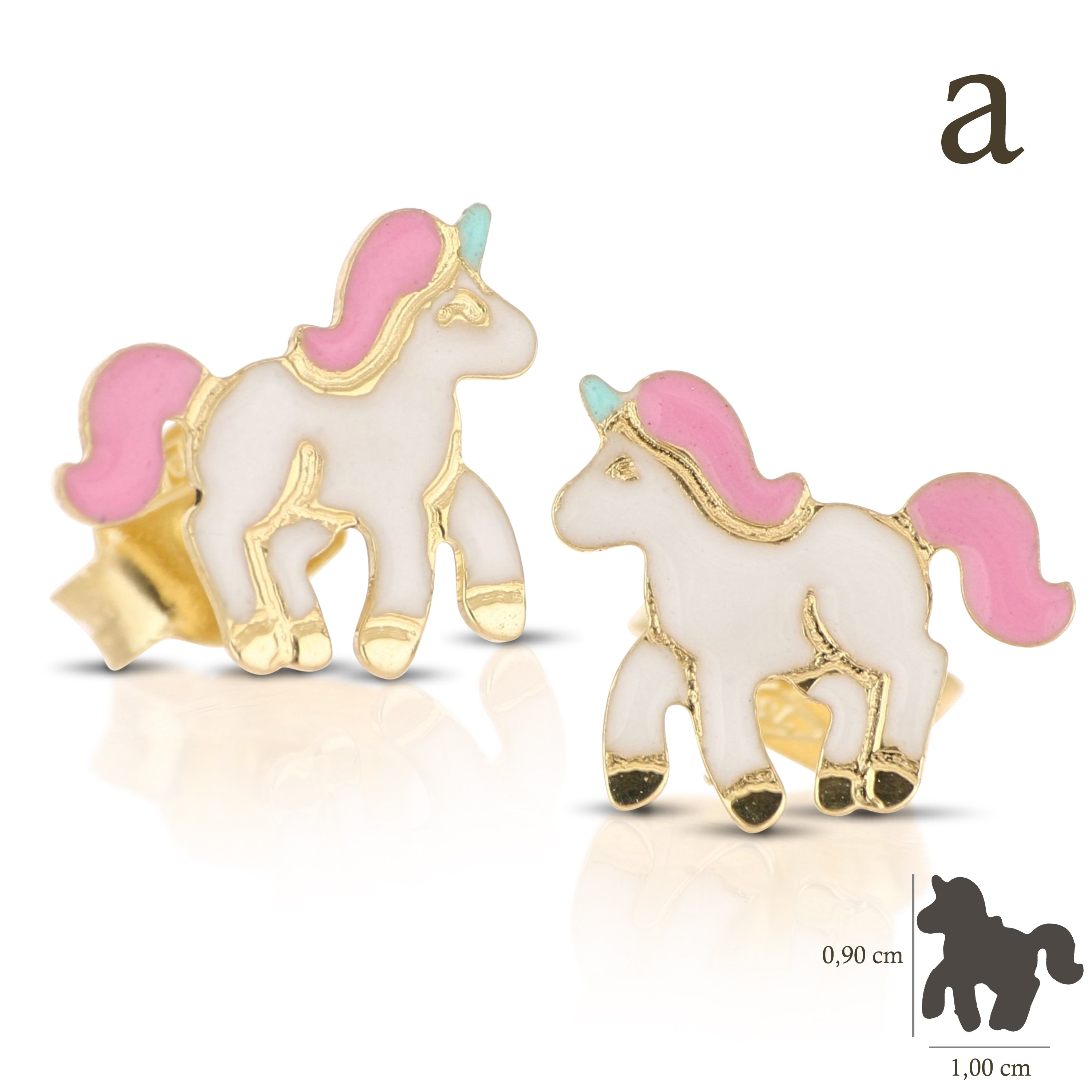18K Italian Gold Unicorn shaped earrings – SKU 803321737393