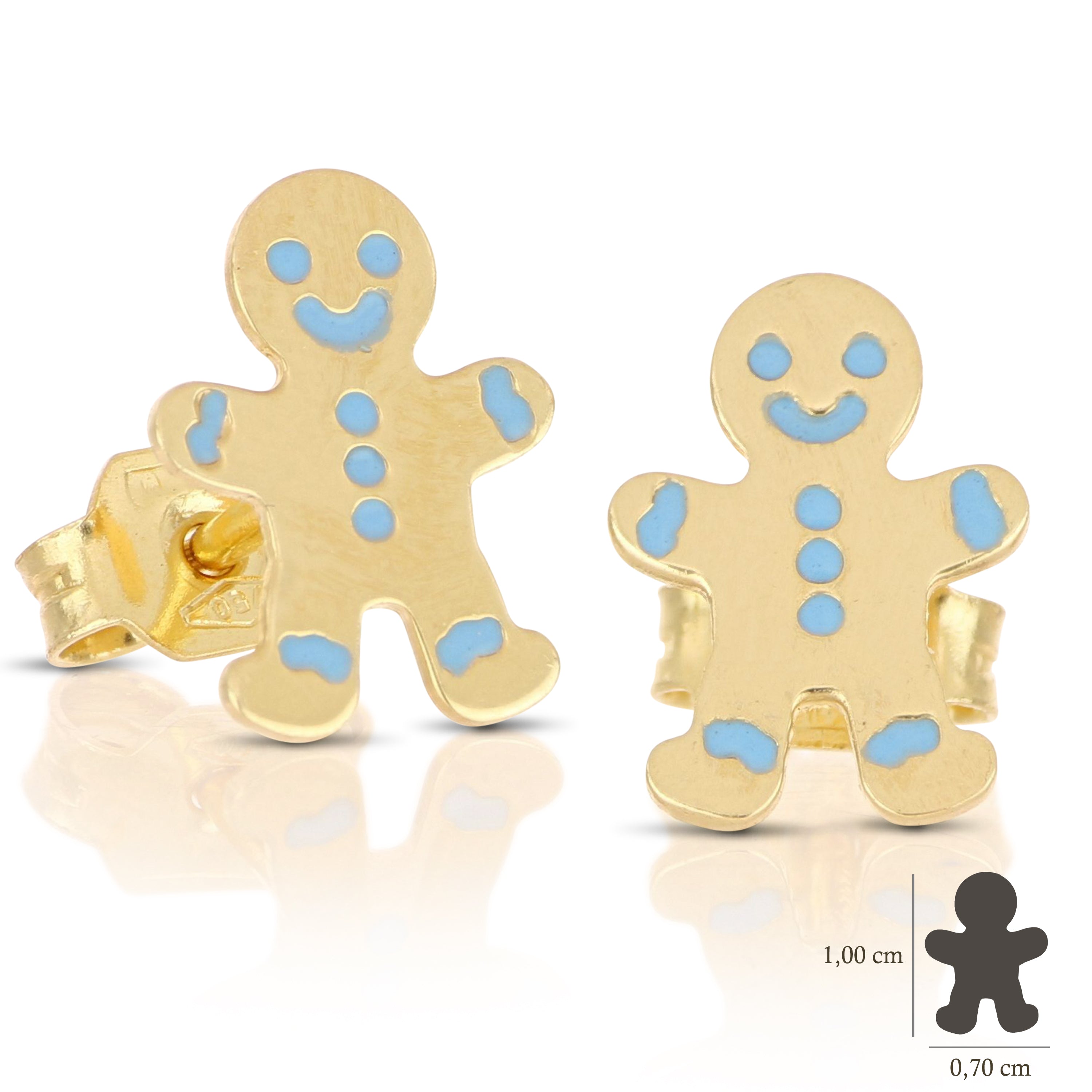 18K Italian Gold Gingerbread man shaped Earrings – SKU 803321741968