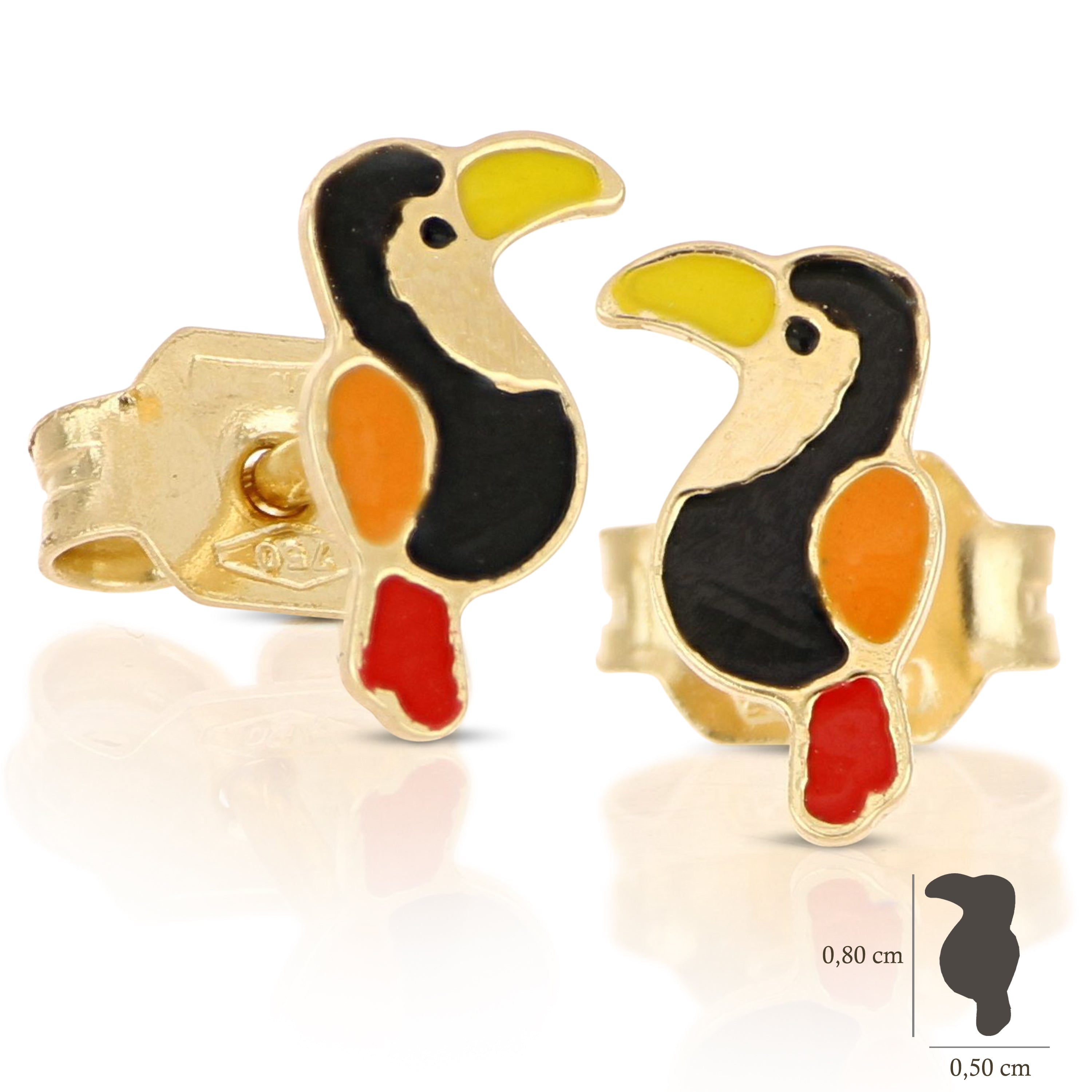 18K Italian Gold Tucan earrings – SKU 803321741969