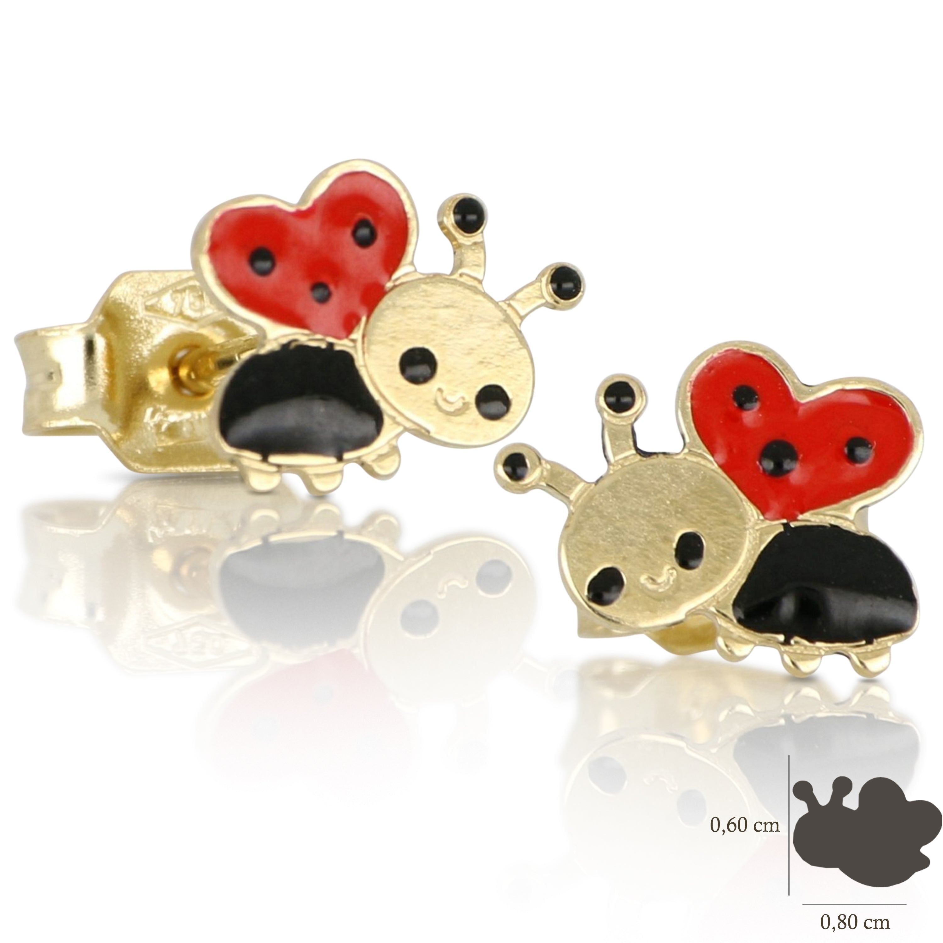 18K Italian Gold Ladybug Earrings – SKU 803321745566