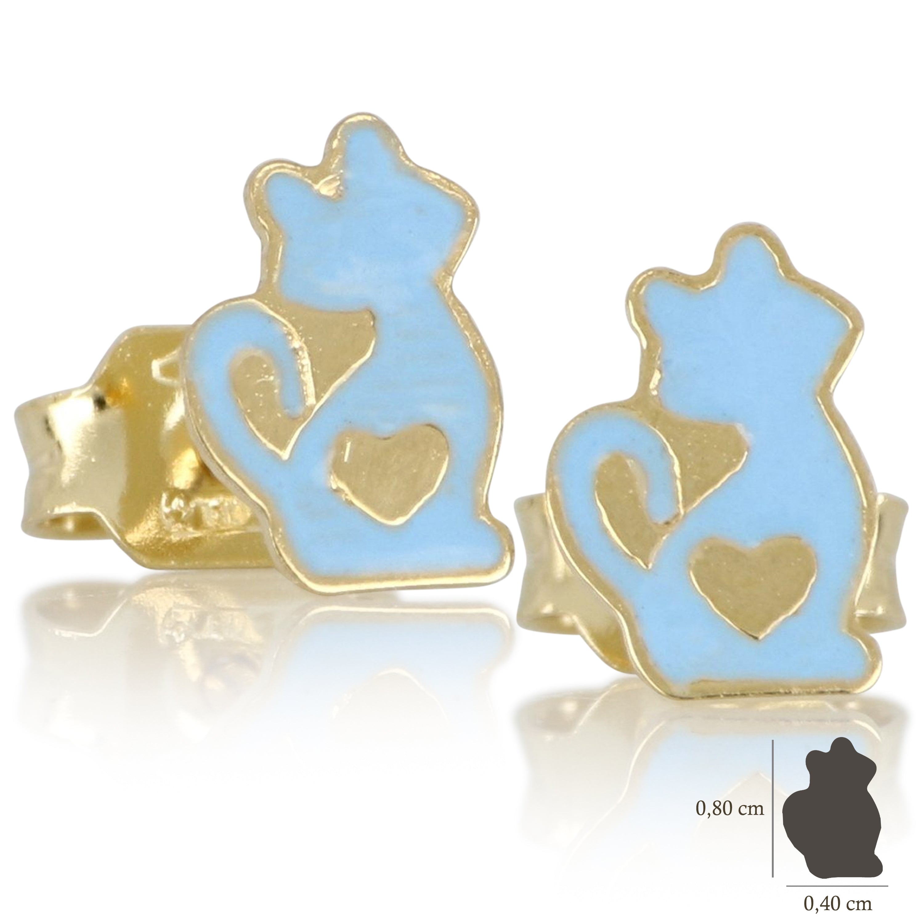 18K Italian Gold Cat earrings – SKU 803321745572