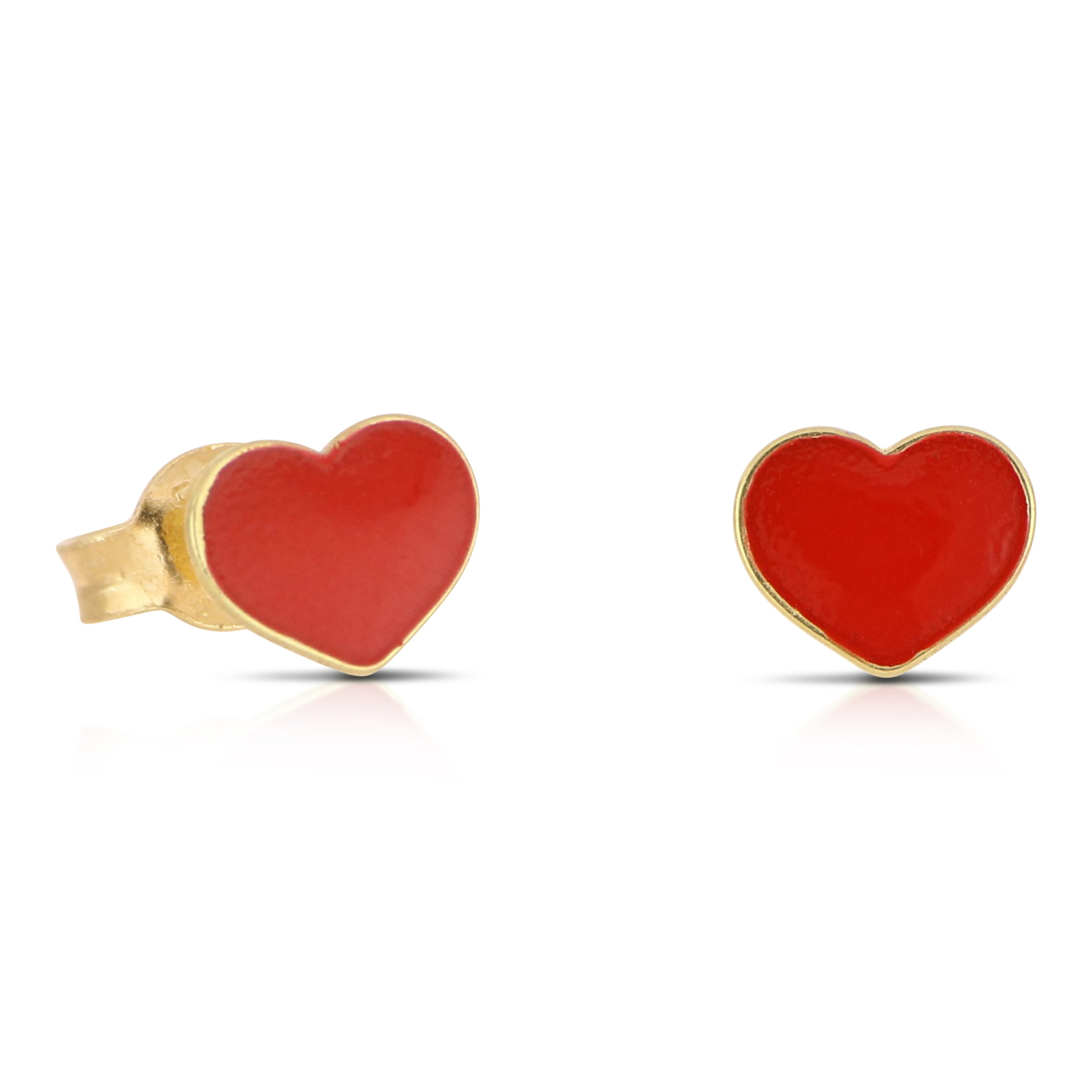 18K Italian Gold Heart enamelled earrings – SKU 803321748539