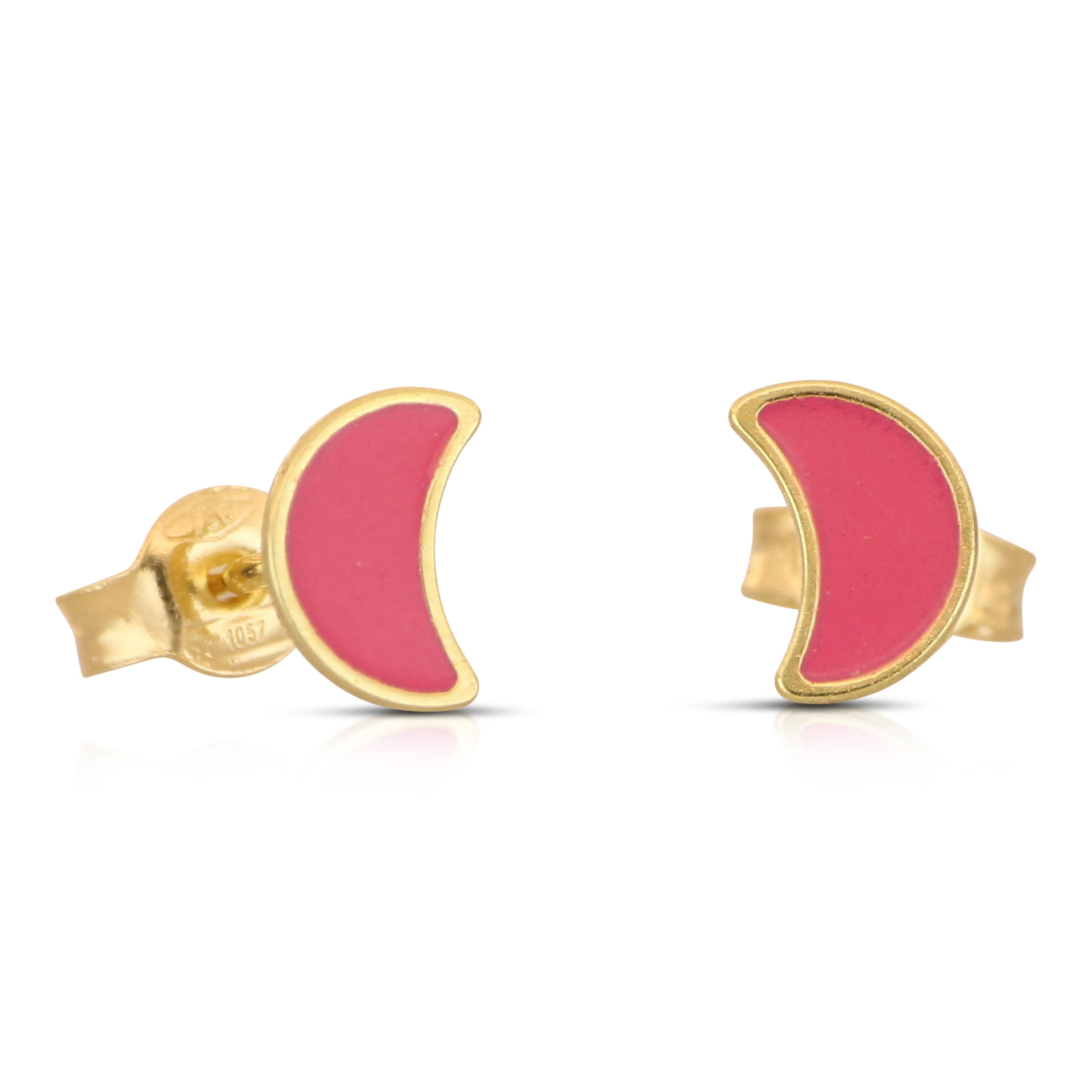 18K Italian Gold Moon enamelled earrings – SKU 803321748543