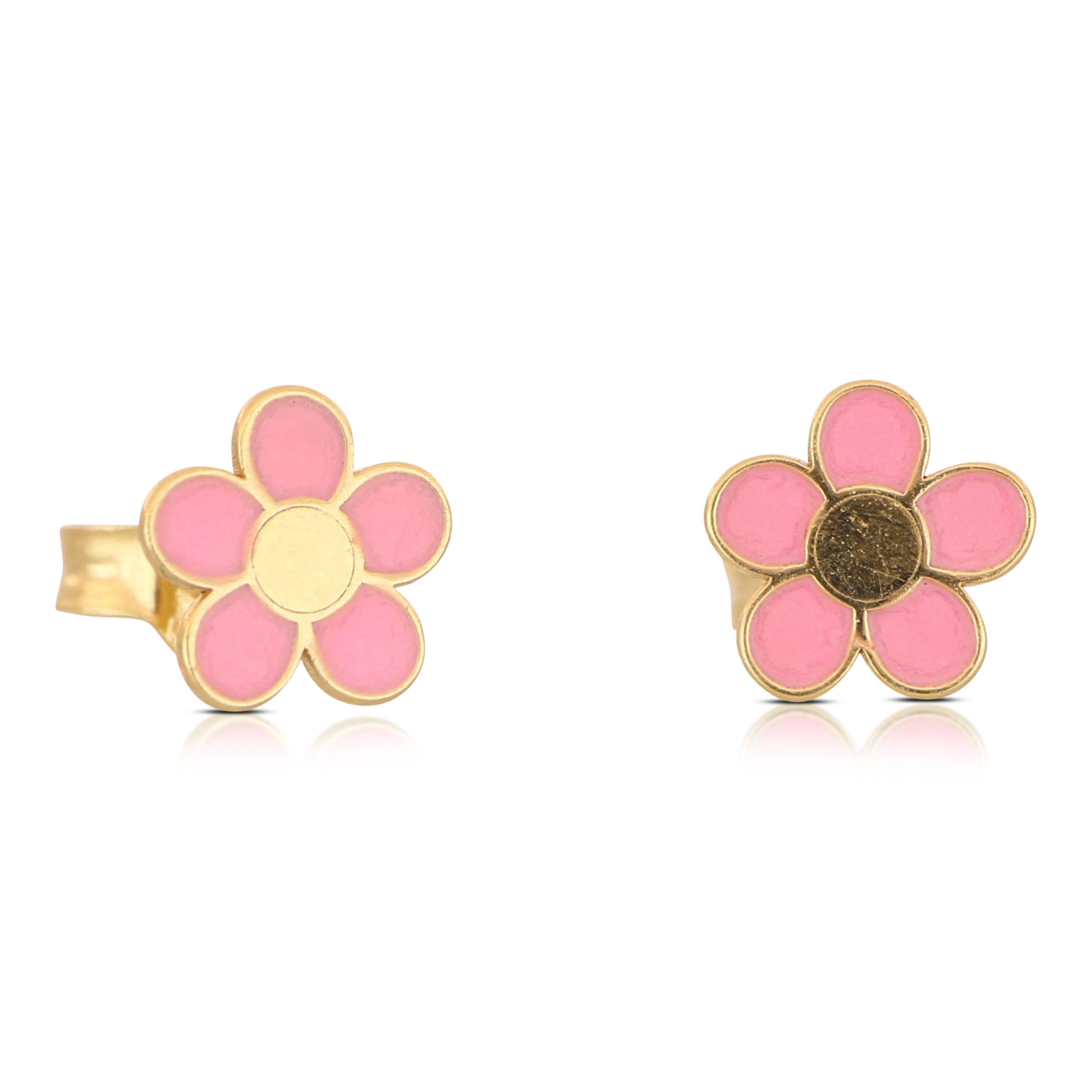 18K Italian Gold Flower enamelled earrings – SKU 803321748547
