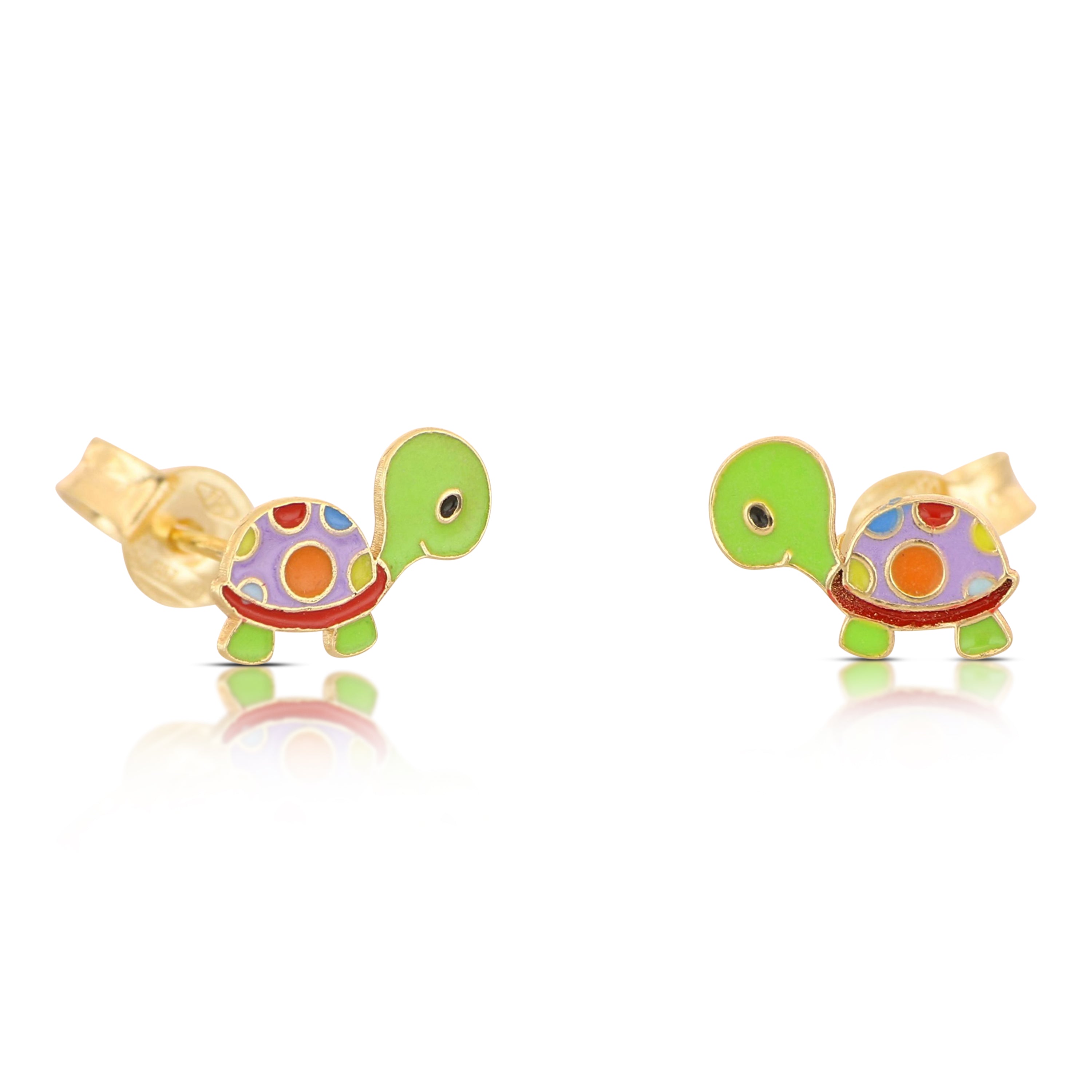 18K Italian Gold Turtle enamelled earrings – SKU 803321748549