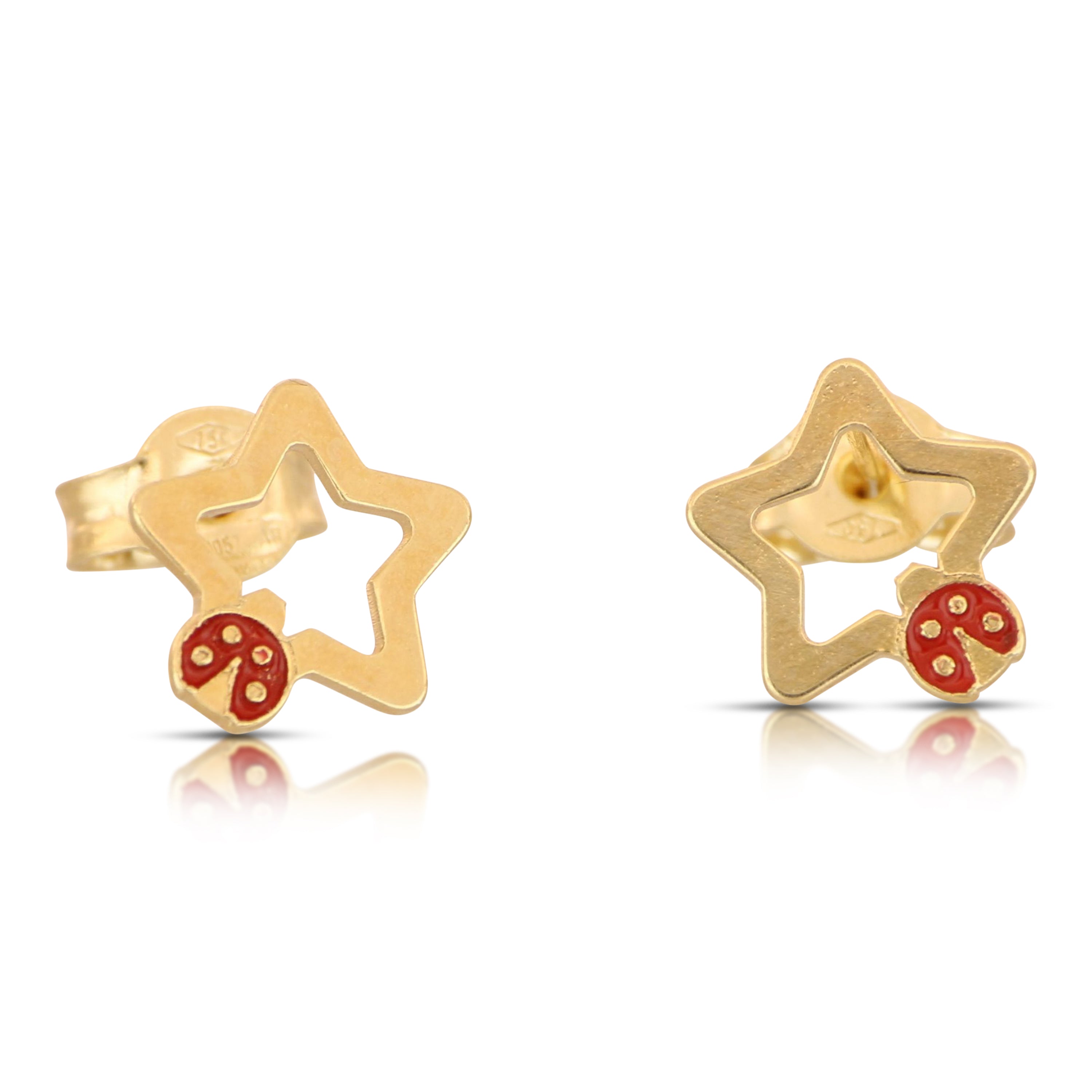 18K Italian Gold Star enamelled earrings – SKU 803321748551
