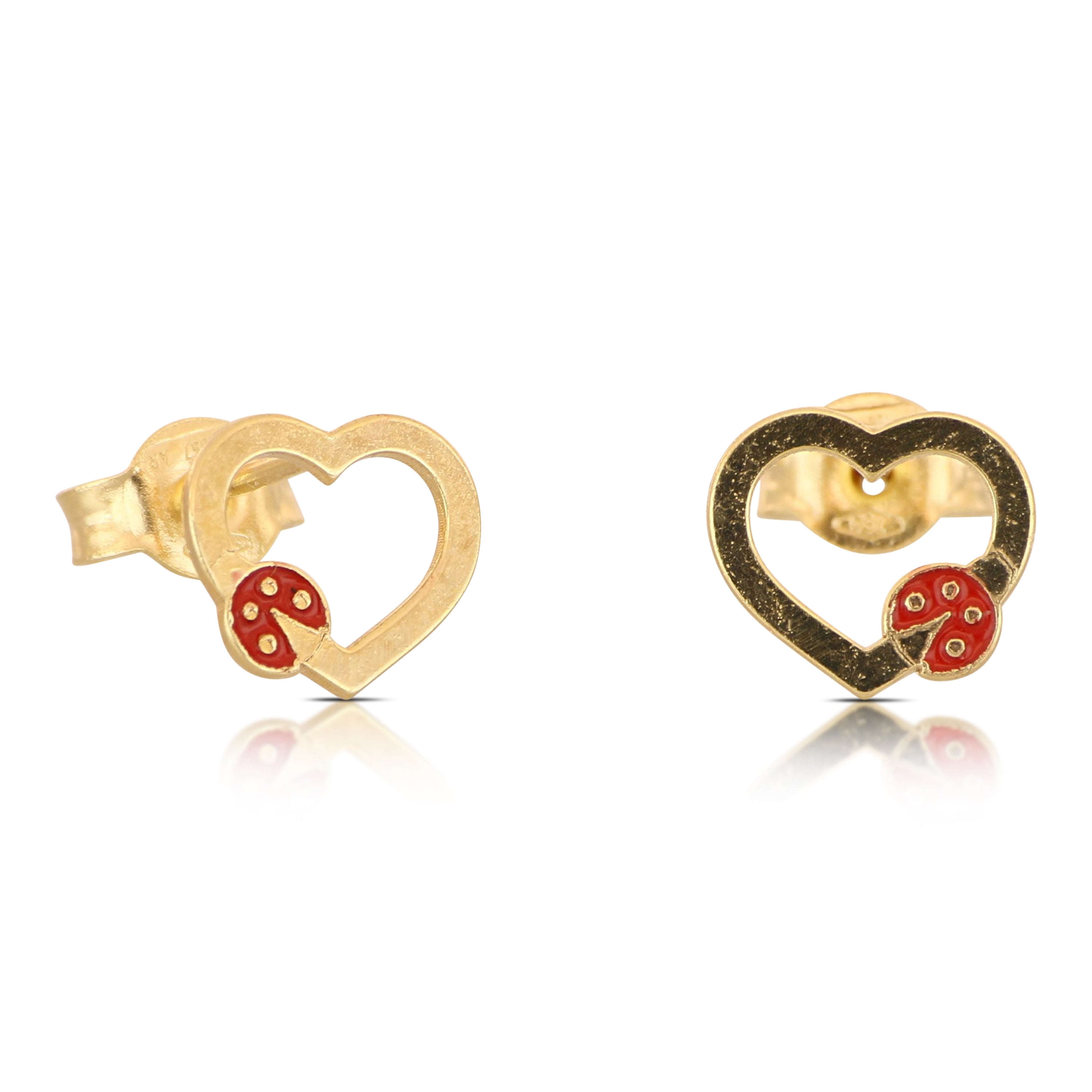 18K Italian Gold Heart enamelled earrings – SKU 803321748552