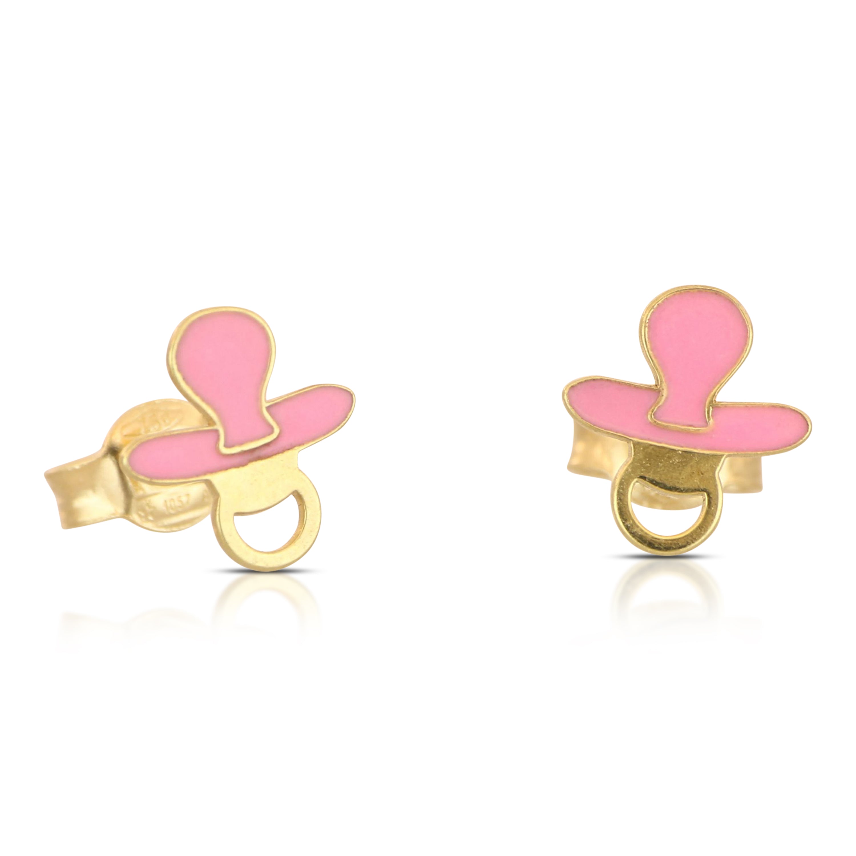 18K Italian Gold Pacifier enamelled earrings – SKU 803321748555