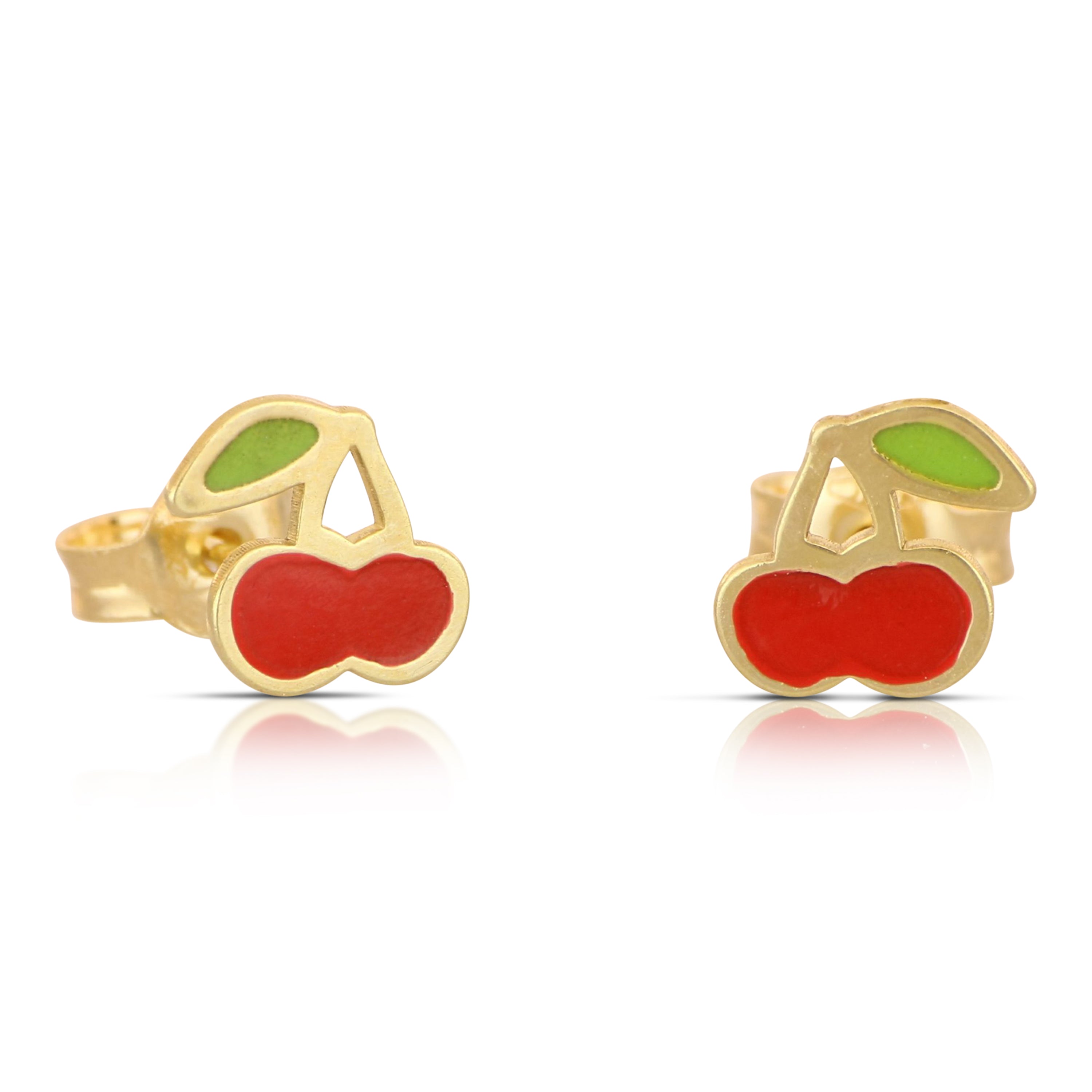 18K Italian Gold Cherry enamelled earrings – SKU 803321748557