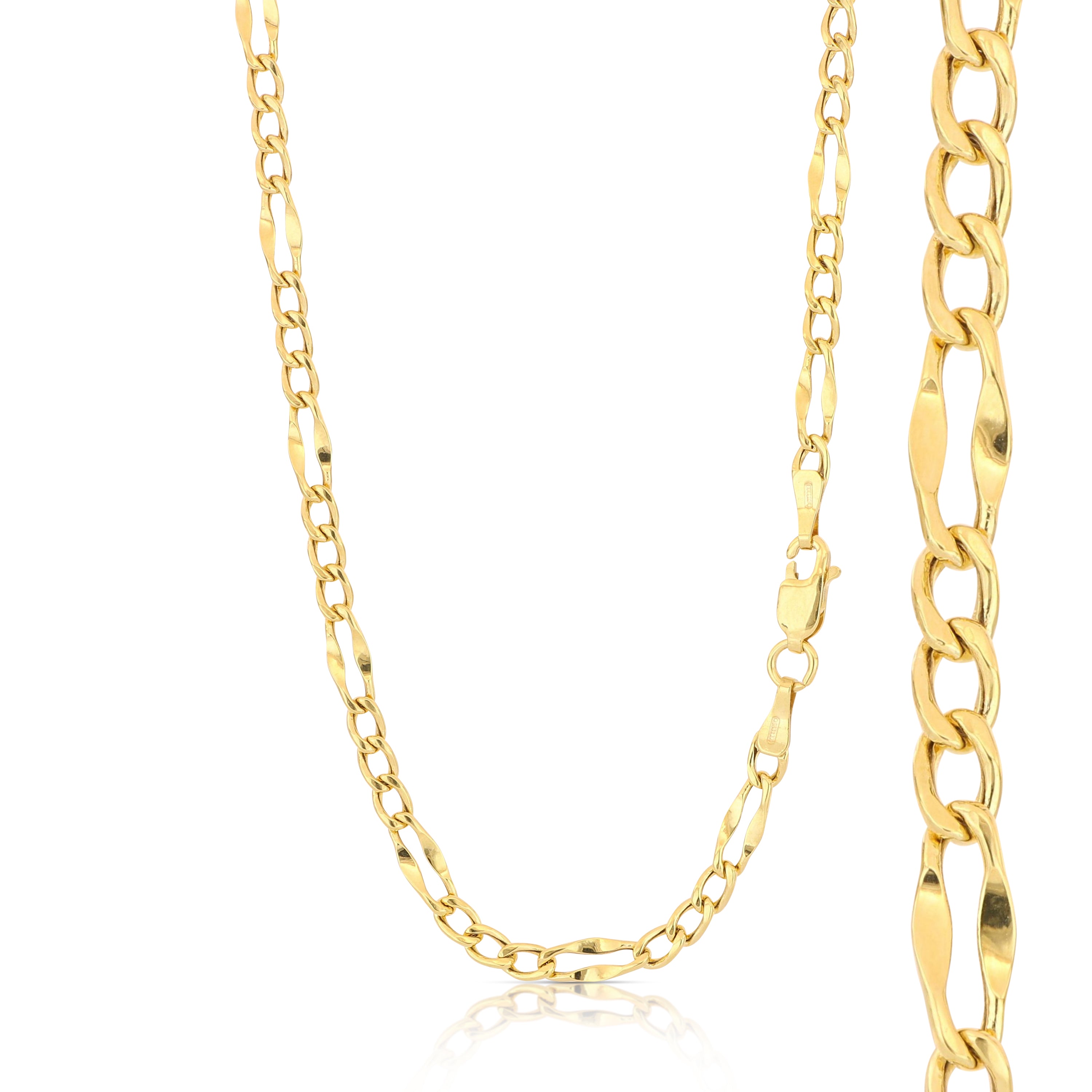 18K Italian Gold 3+1 chain necklace, size2 – SKU 803321750210