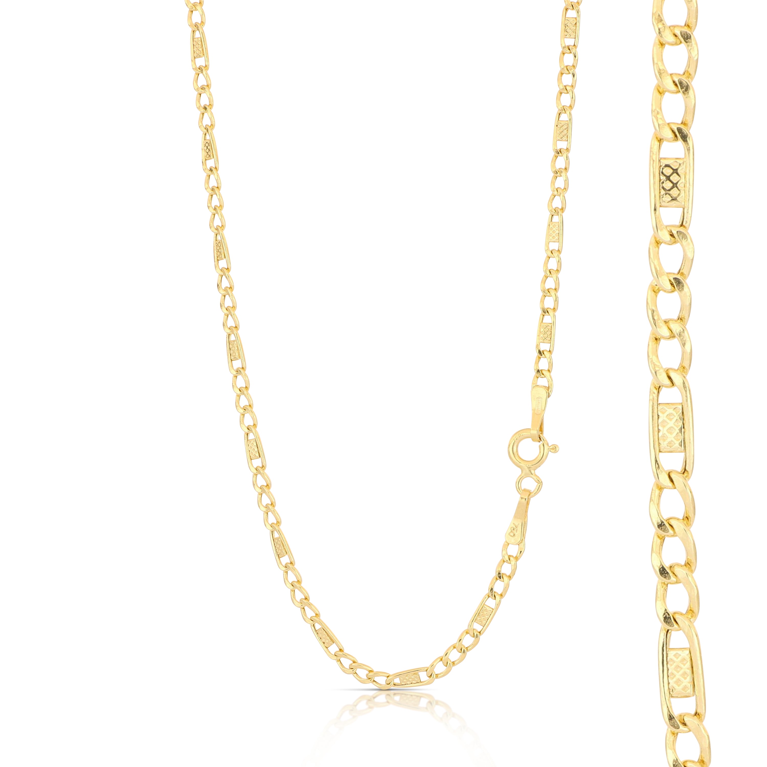 18K Italian Gold Ingot 3+1 cable chain, size2 – SKU 803321750212