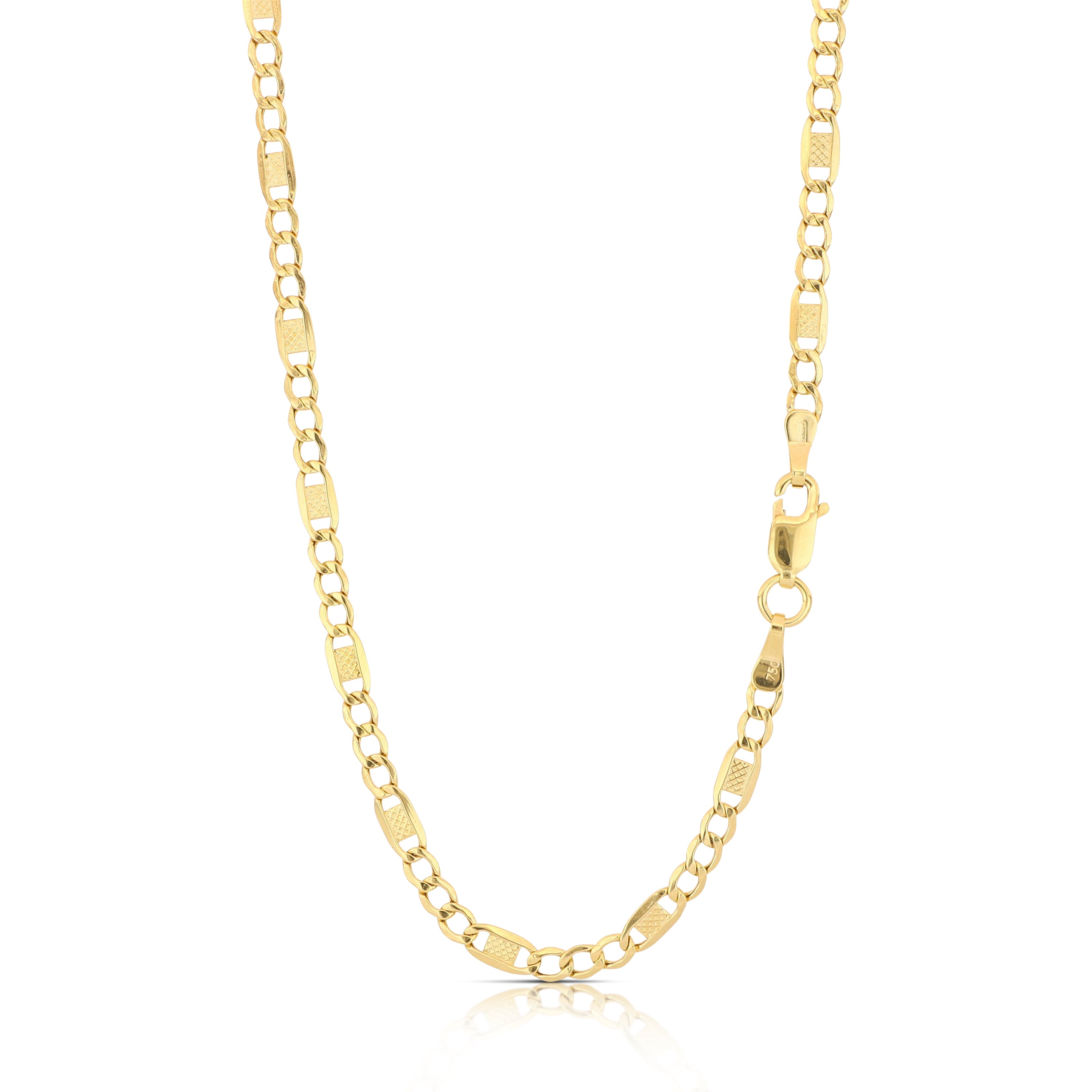 18K Italian Gold Ingot 3+1 cable chain, size3 – SKU 803321750214
