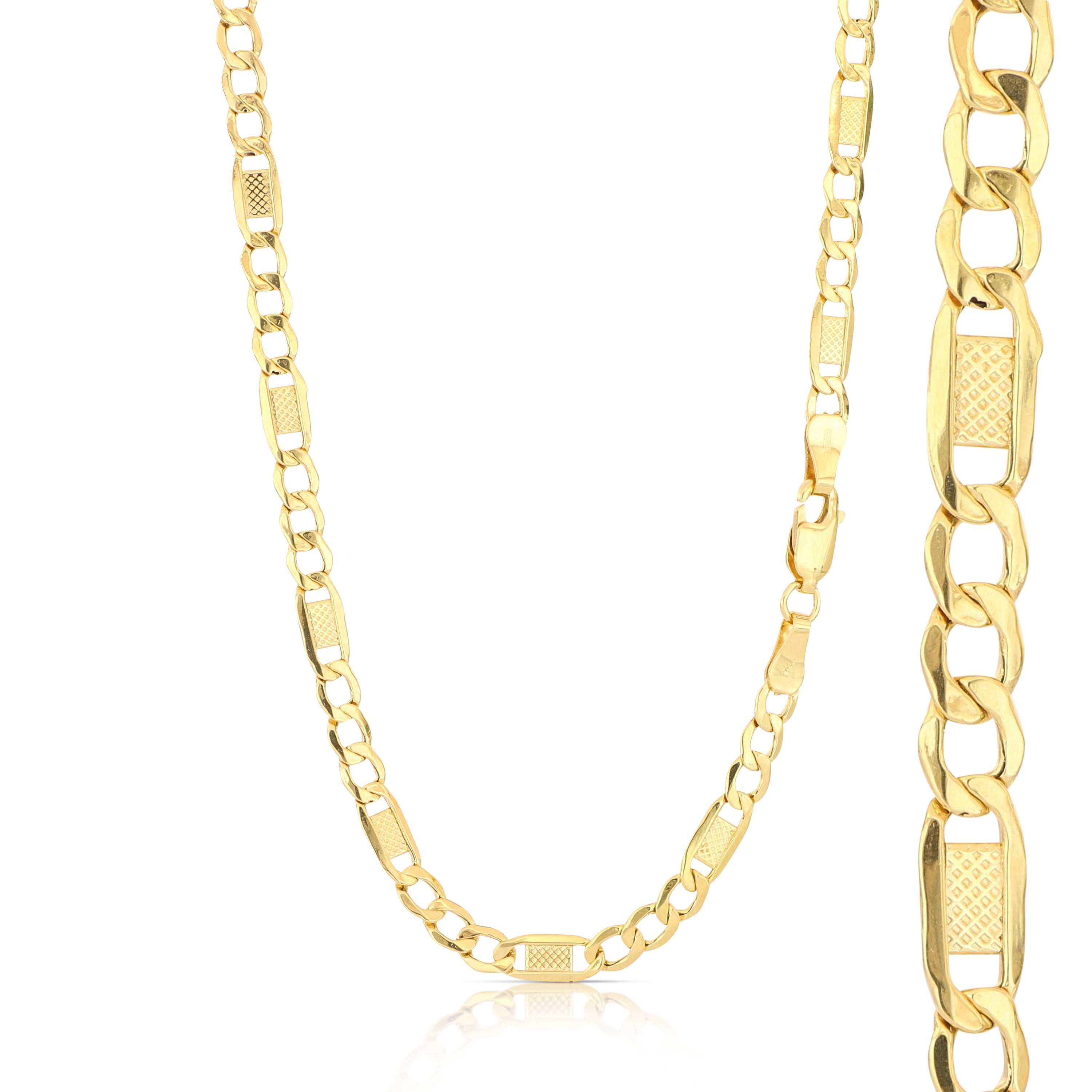 18K Italian Gold Ingot 3+1 cable chain, size4 – SKU 803321750216