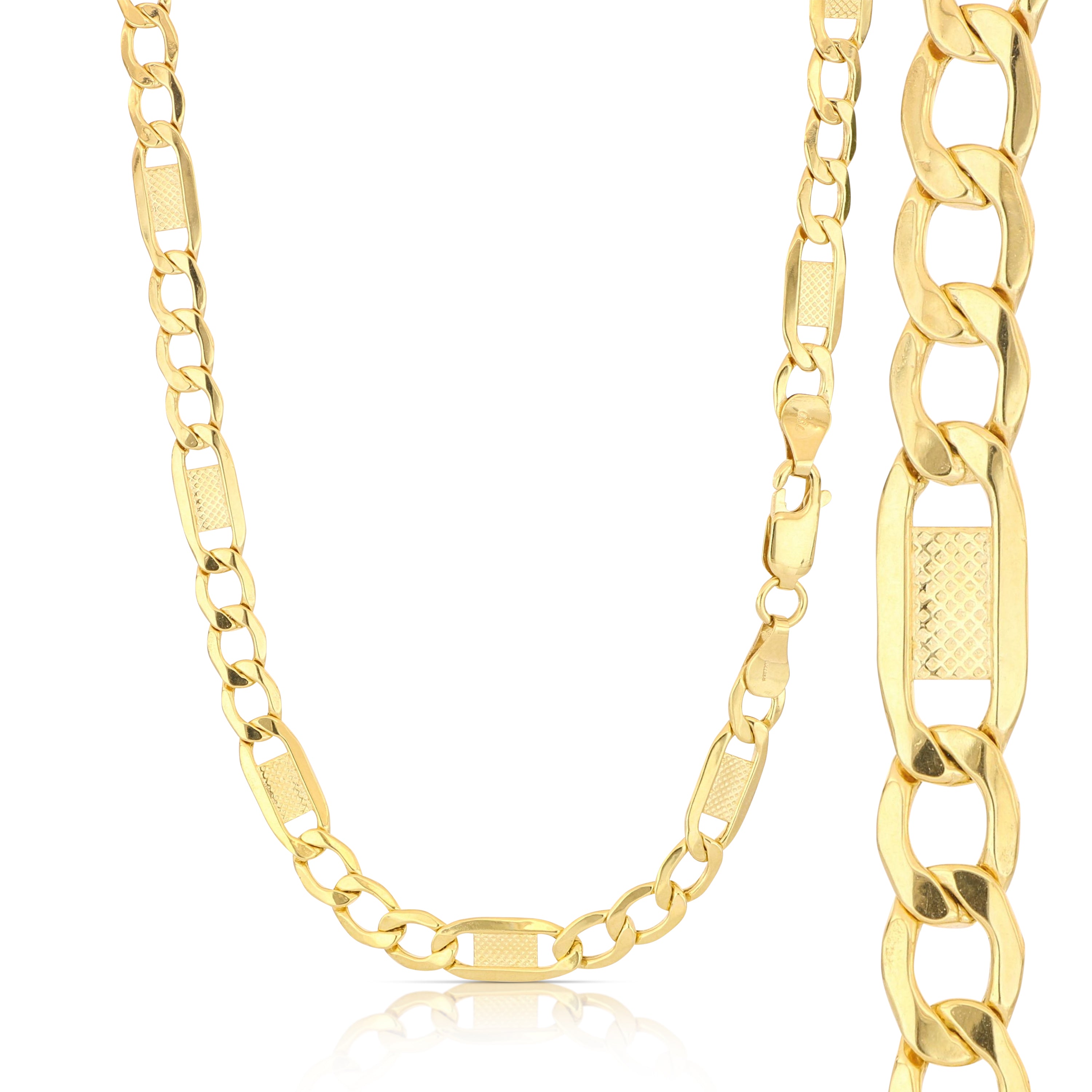 18K Italian Gold Ingot 3+1 cable chain, size6 – SKU 803321750218