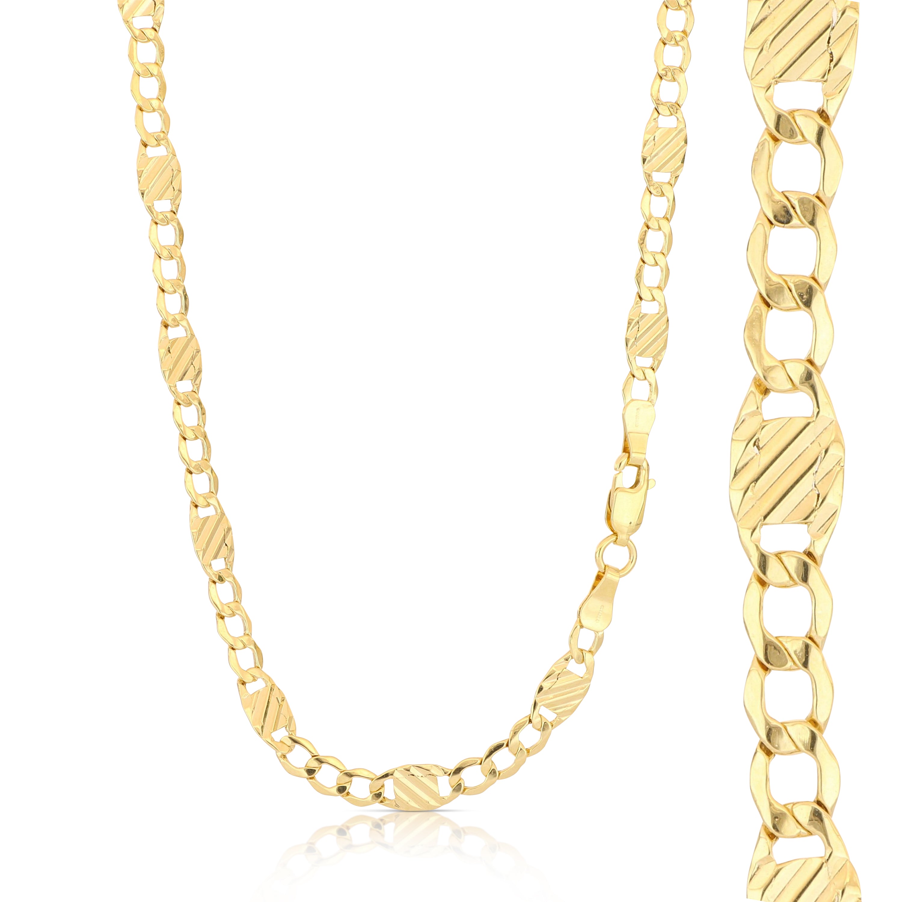 18K Italian Gold Ingot 3+1 cable chain, size3 – SKU 803321750222