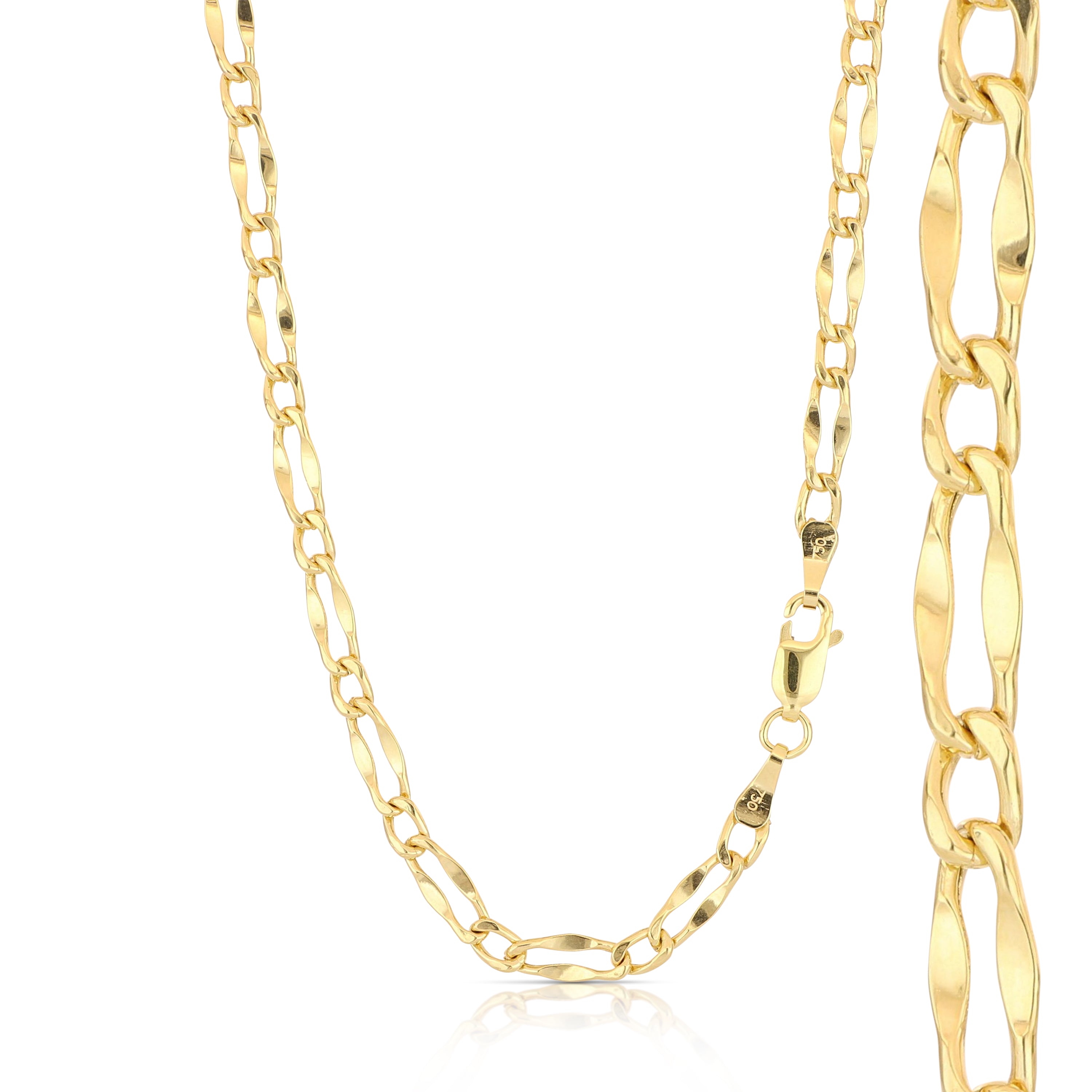 18K Italian Gold 1+1 chain necklace, size2 – SKU 803321750232