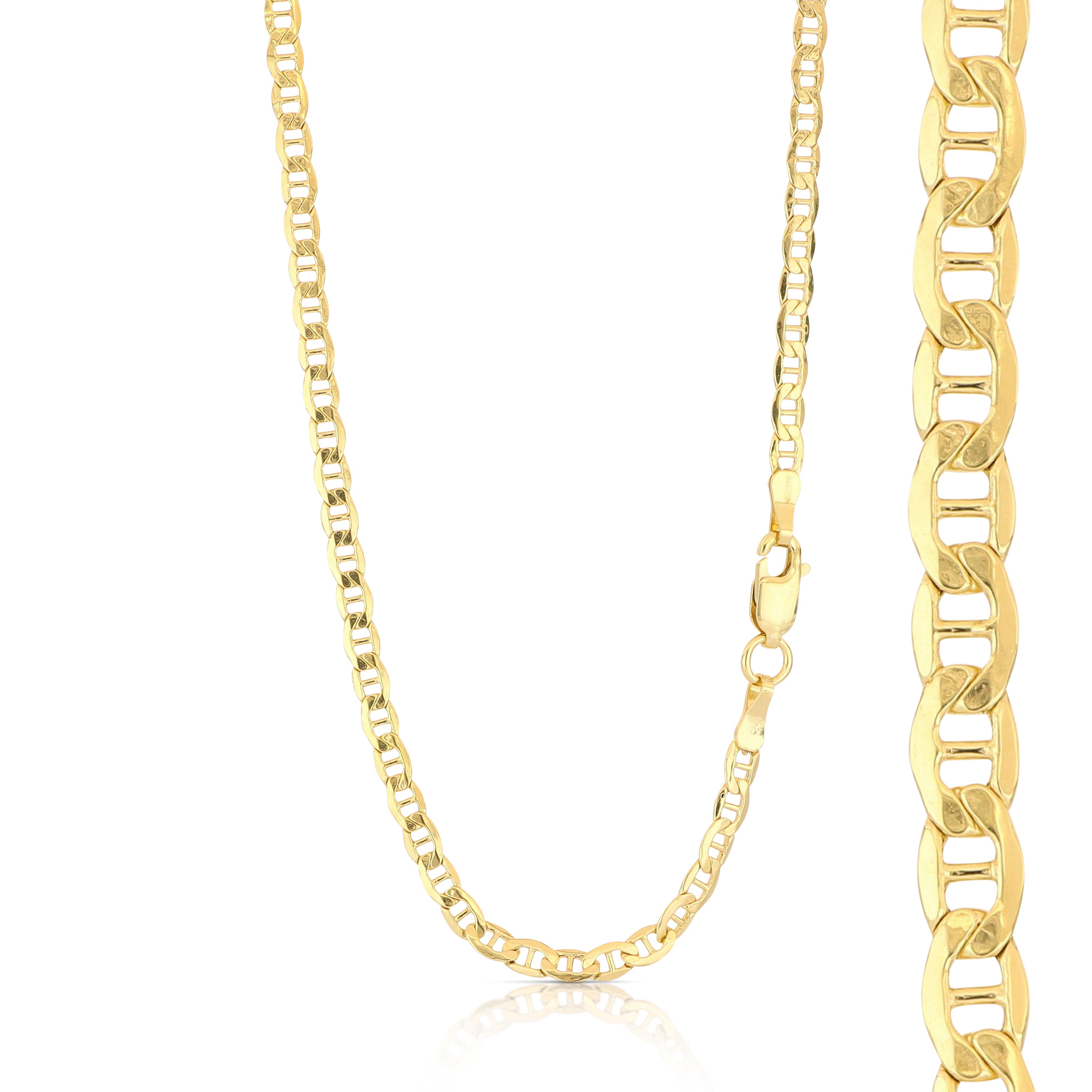 18K Italian Gold Hollow Scroll bar chain, size2 – SKU 803321750236