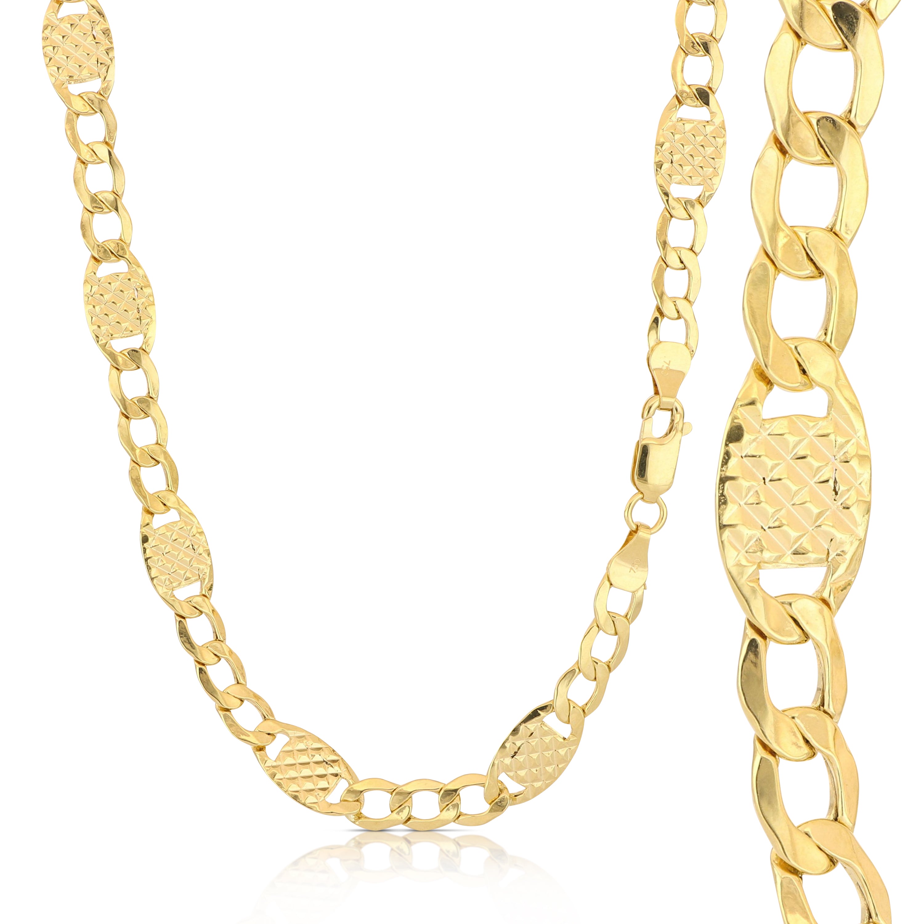 18K Italian Gold 3+1 chain necklace, size2 – SKU 803321750242