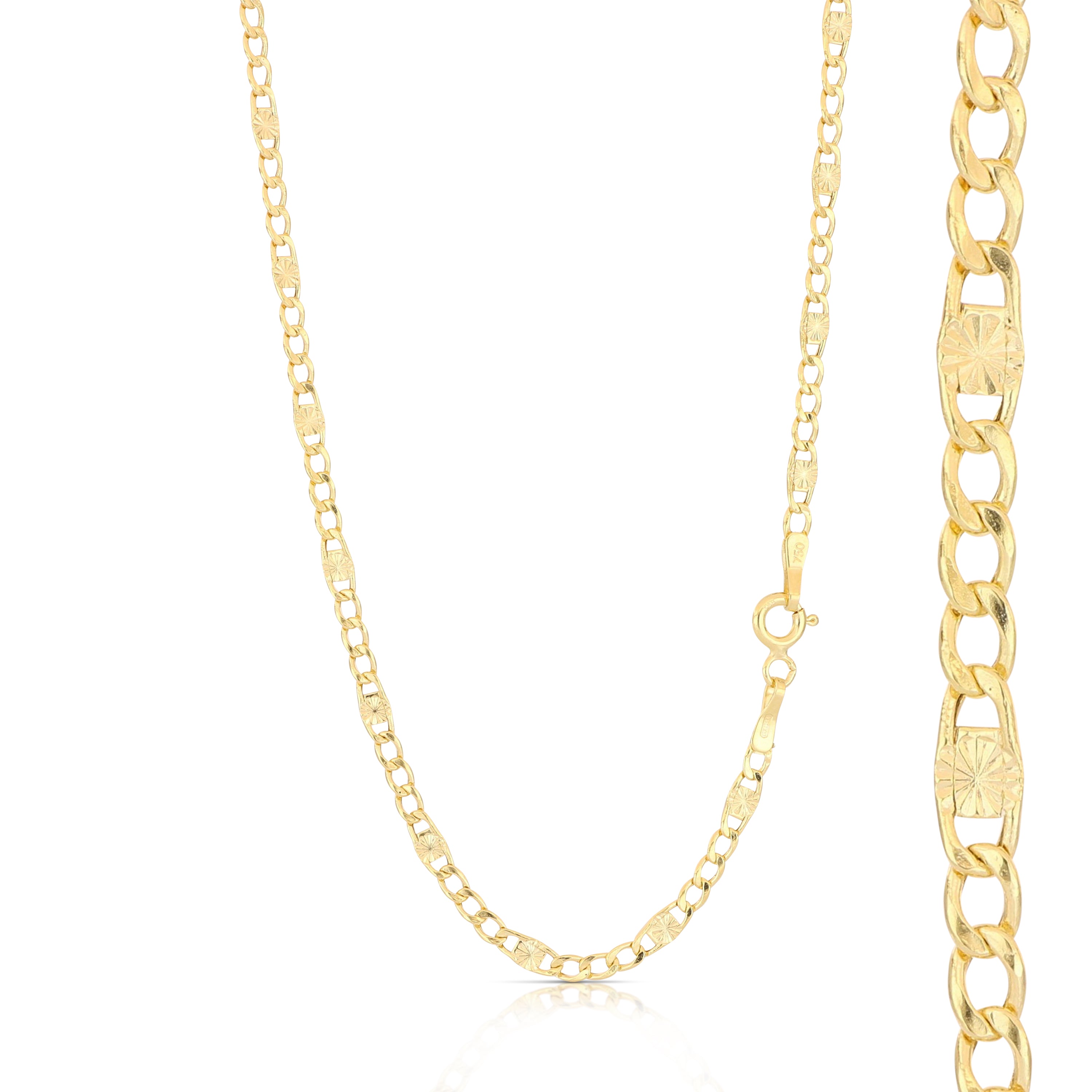 18K Italian Gold 3+1 chain necklace, size1 – SKU 803321750244