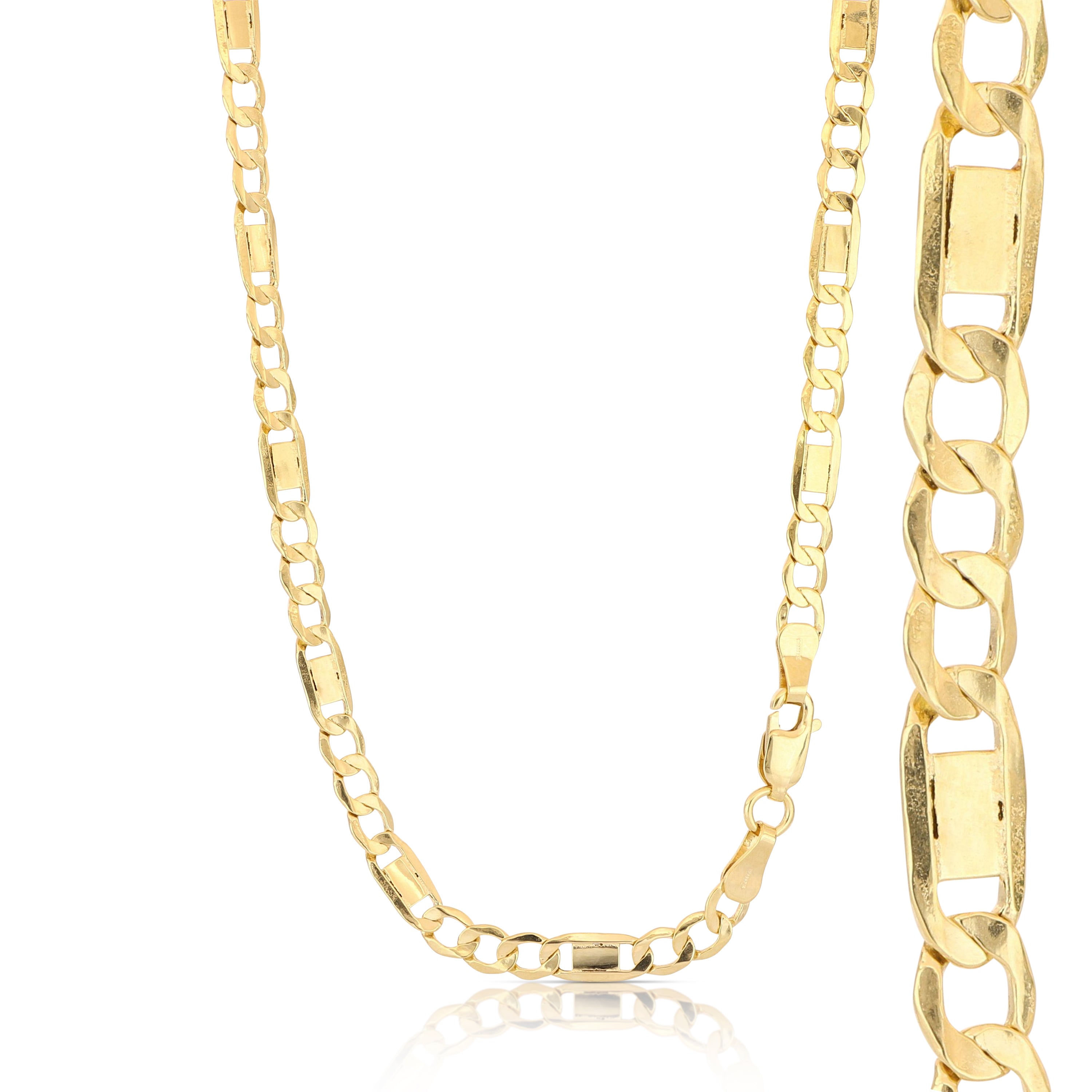 18K Italian Gold 3+1 ingot chain – SKU 803321750250