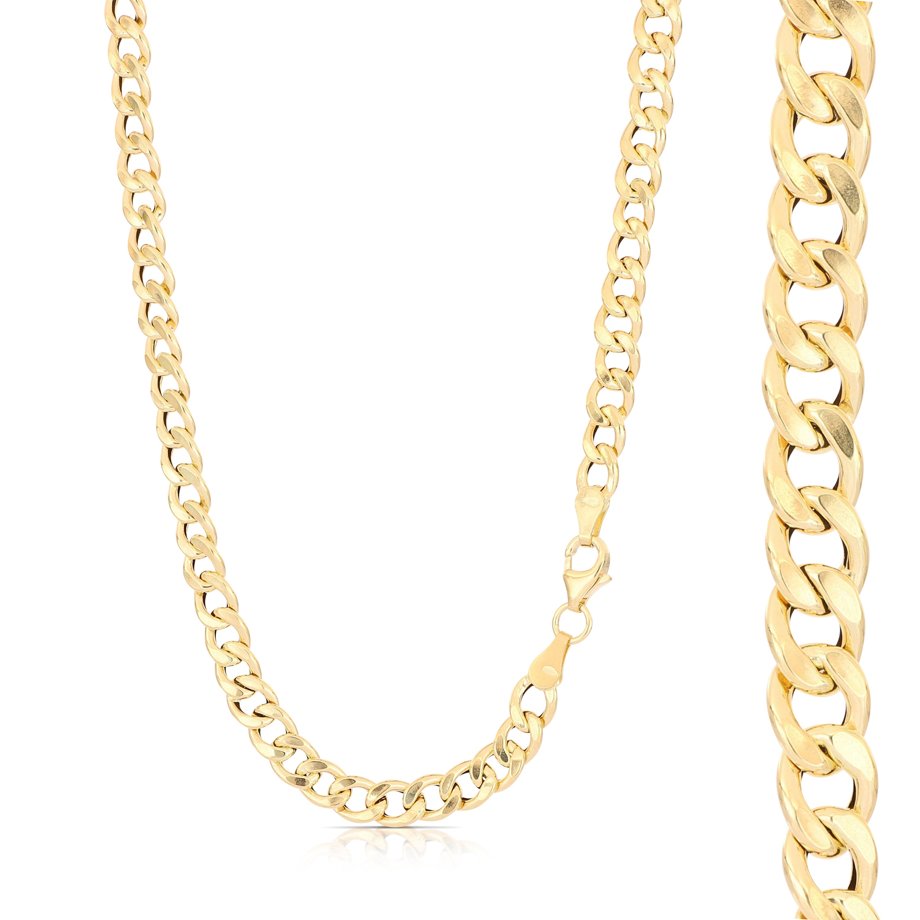 18K Italian Gold Hollow Curb Chain necklace, 1st size – SKU 803321750922