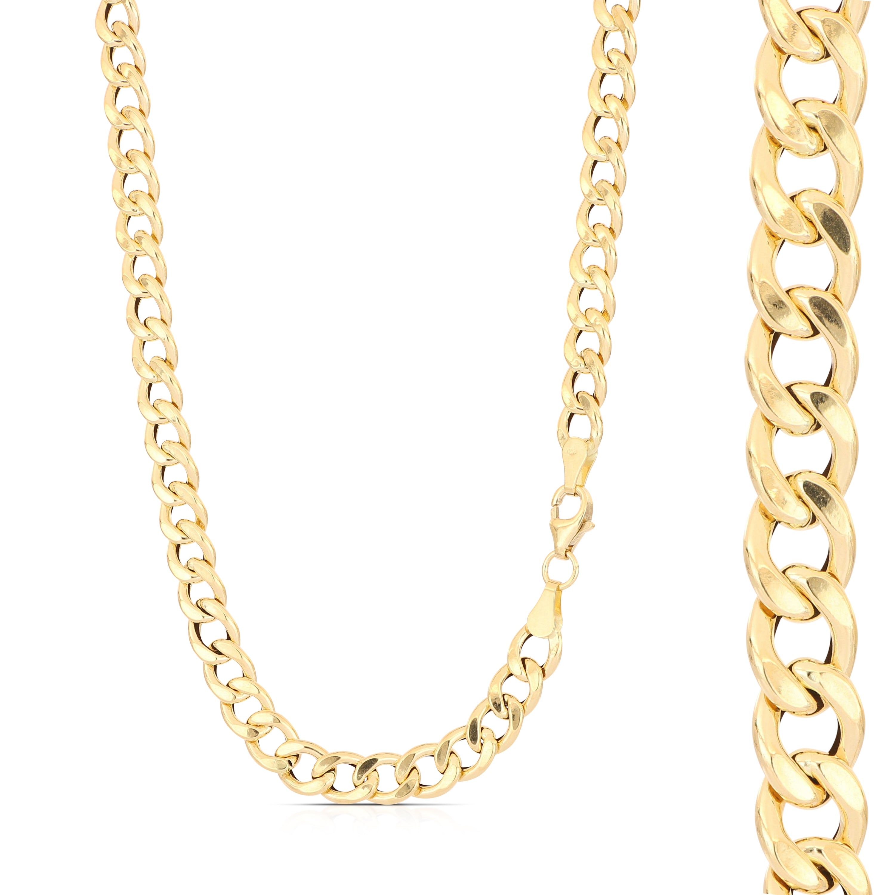 18K Italian Gold Hollow Curb Chain necklace, 2nd size – SKU 803321750924