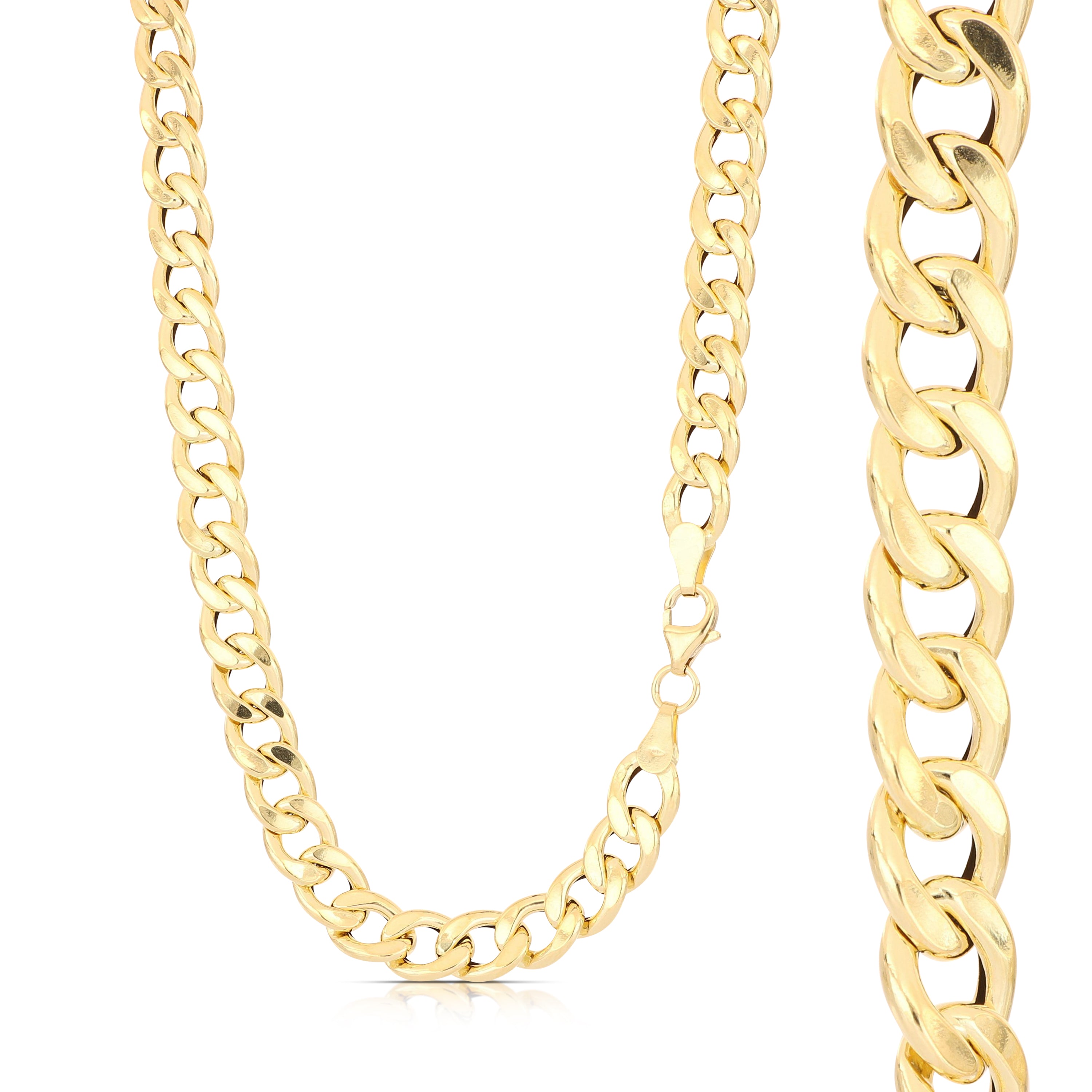 18K Italian Gold Hollow Curb Chain necklace, 3rd size – SKU 803321750926
