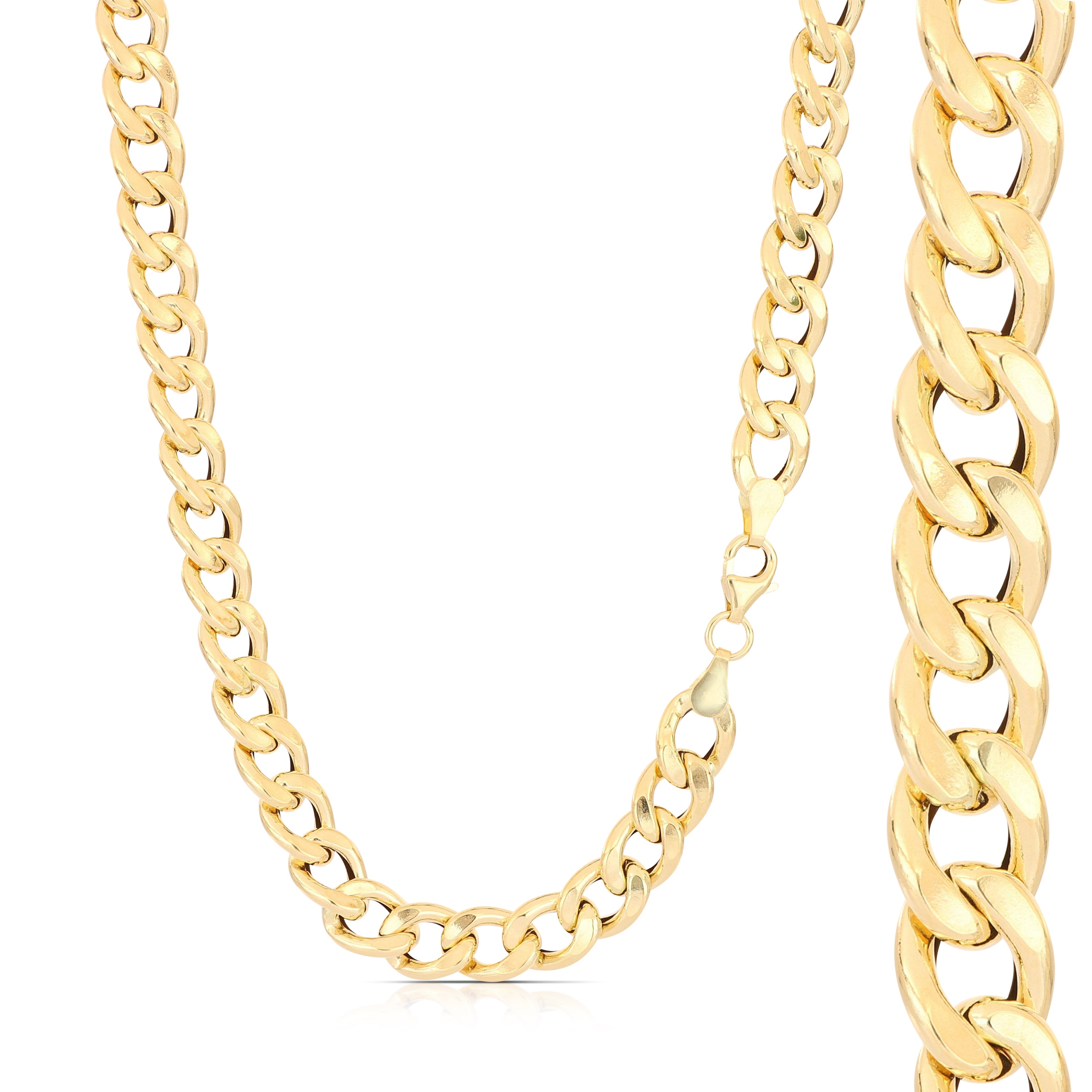 18K Italian Gold Hollow Curb Chain necklace, 4th size – SKU 803321750928