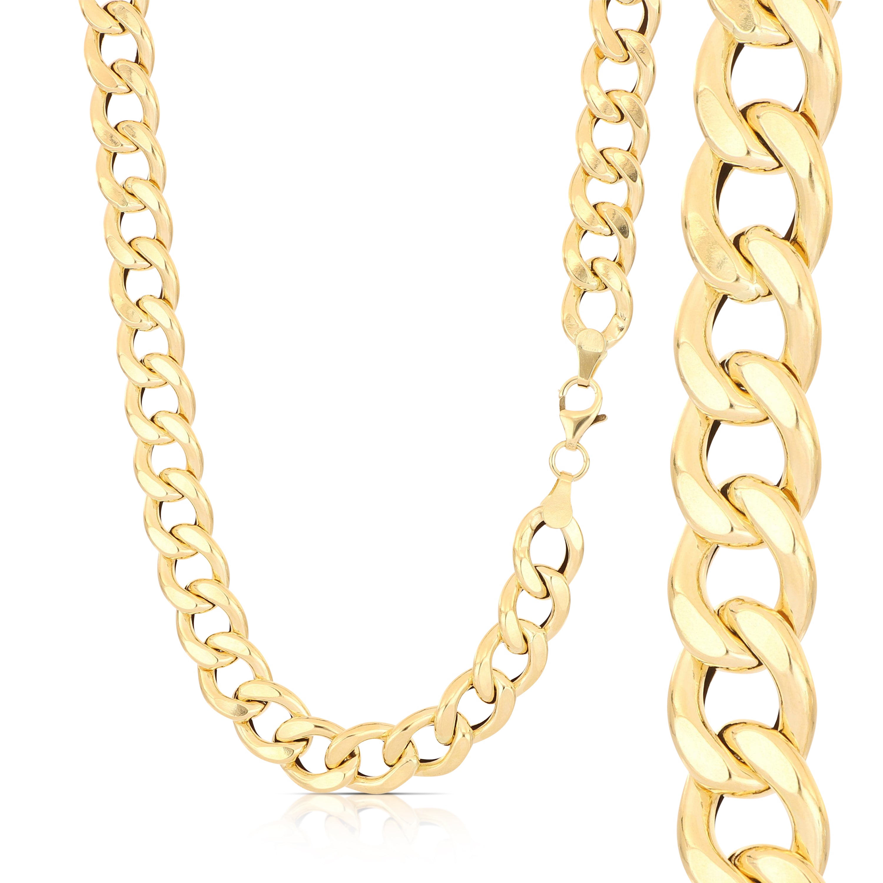18K Italian Gold Hollow Curb Chain necklace, 5th size – SKU 803321750930
