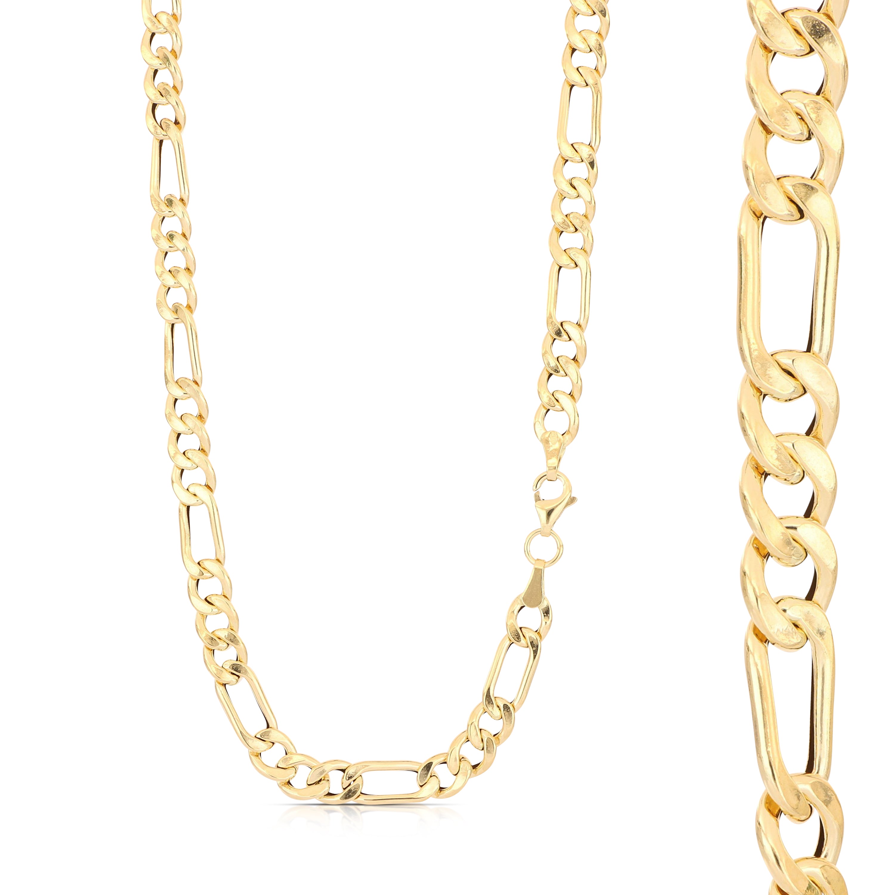 18K Italian Gold 3+1 hollow chain necklace, 1st size – SKU 803321750932