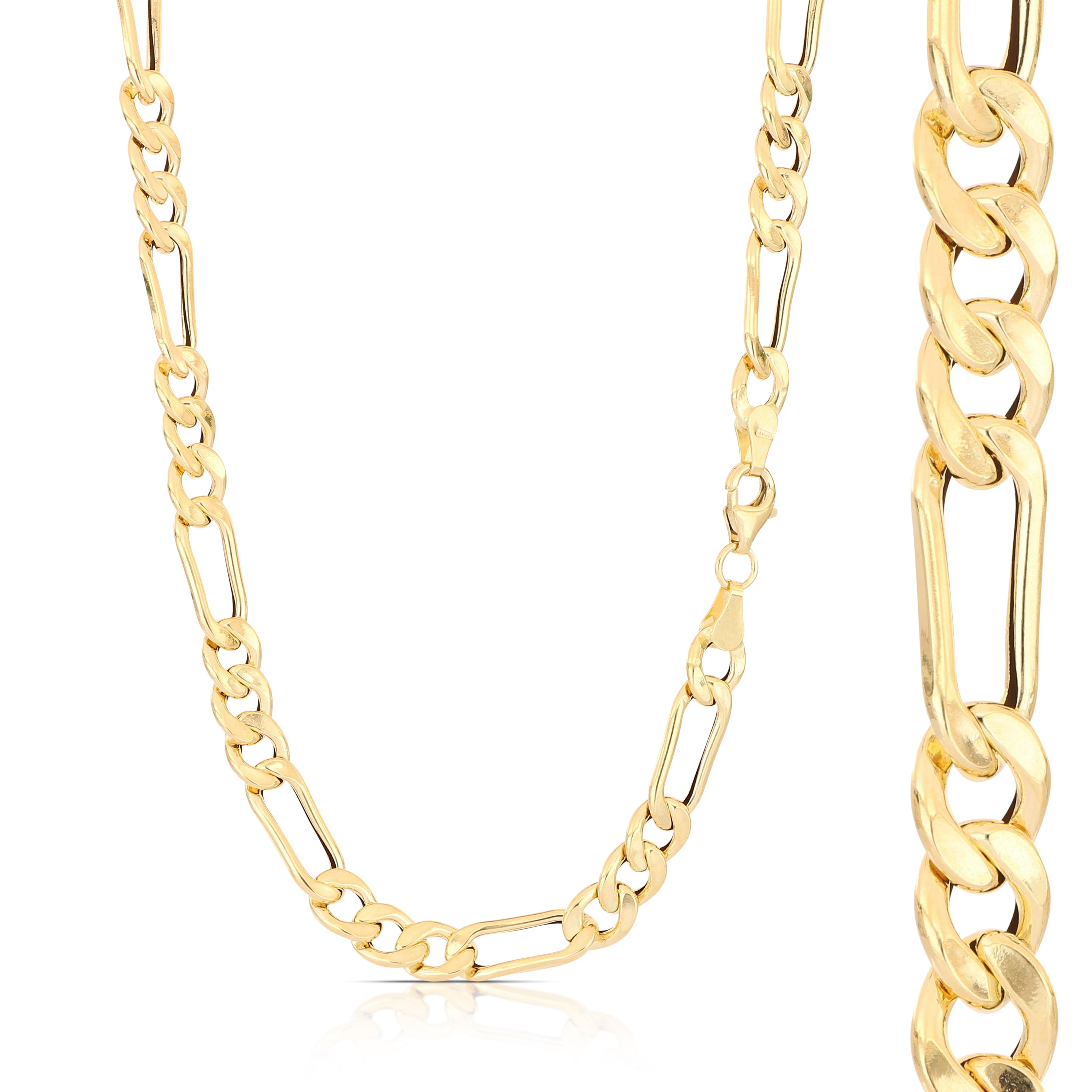 18K Italian Gold 3+1 hollow chain necklace, 2nd size – SKU 803321750934