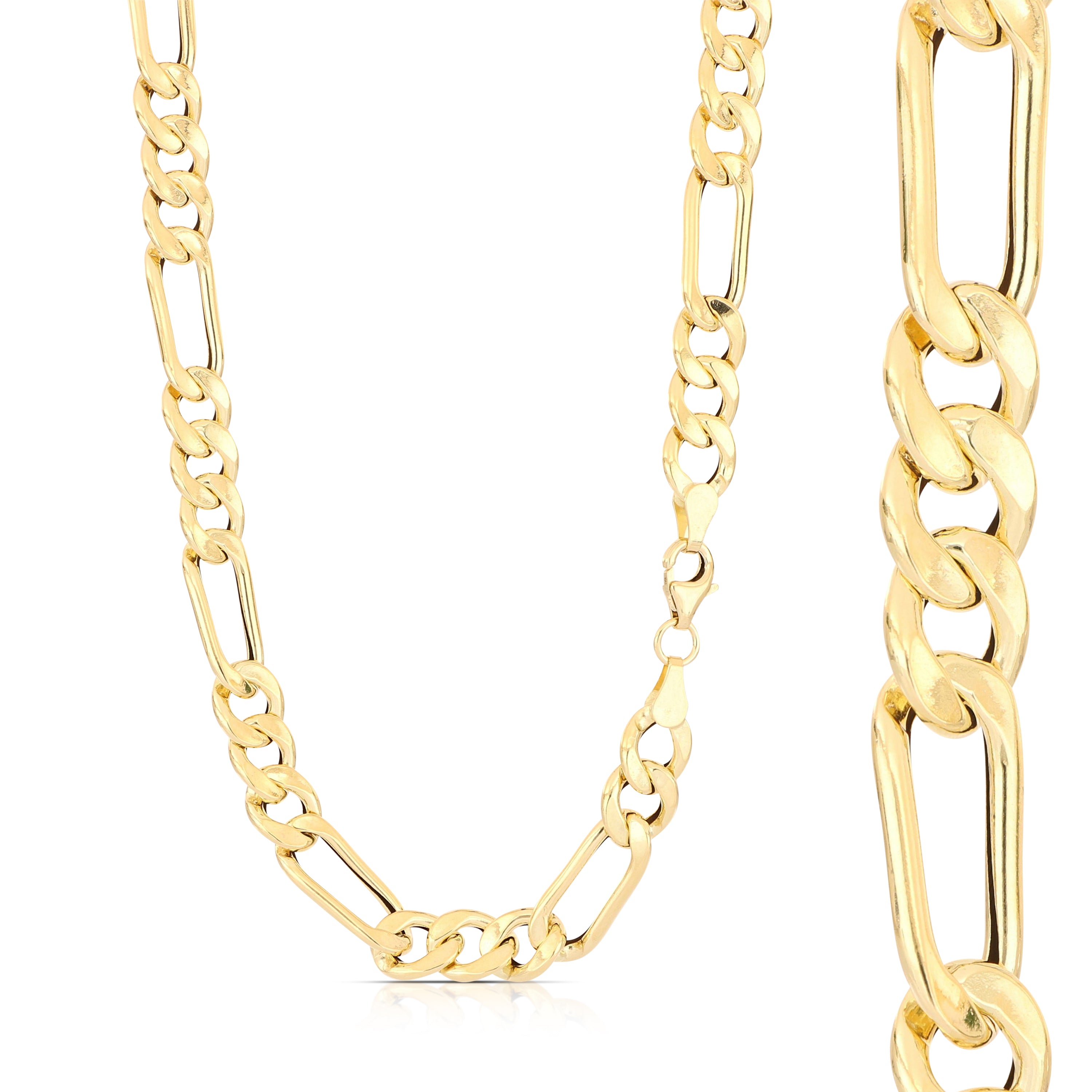 18K Italian Gold 3+1 hollow chain necklace, 3rd size – SKU 803321750936