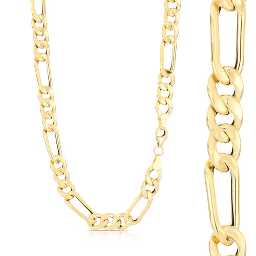 18K Italian Gold 3+1 hollow chain necklace, 3rd size – SKU 803321750936