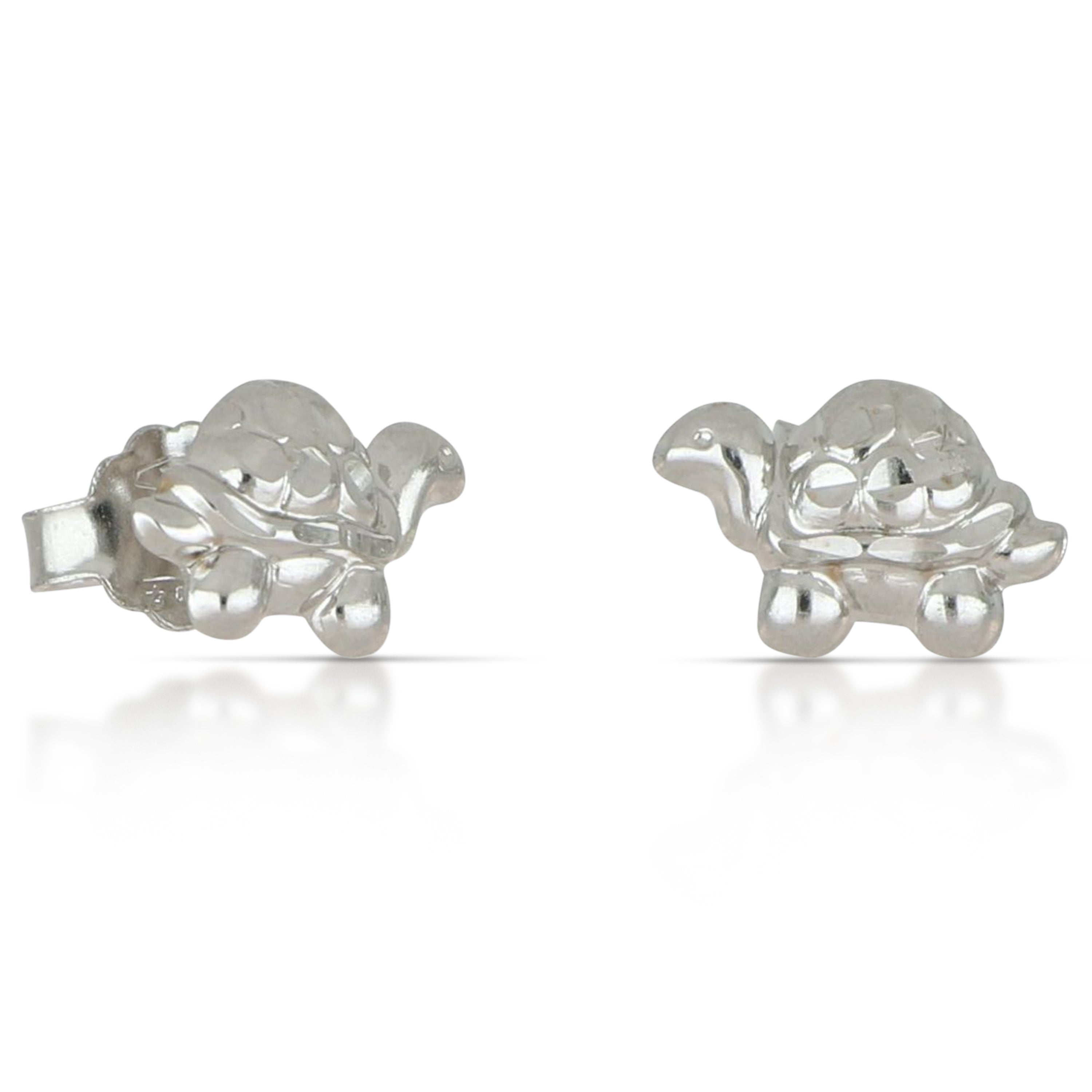 18K Italian Gold White gold turtle earrings – SKU 803321751467
