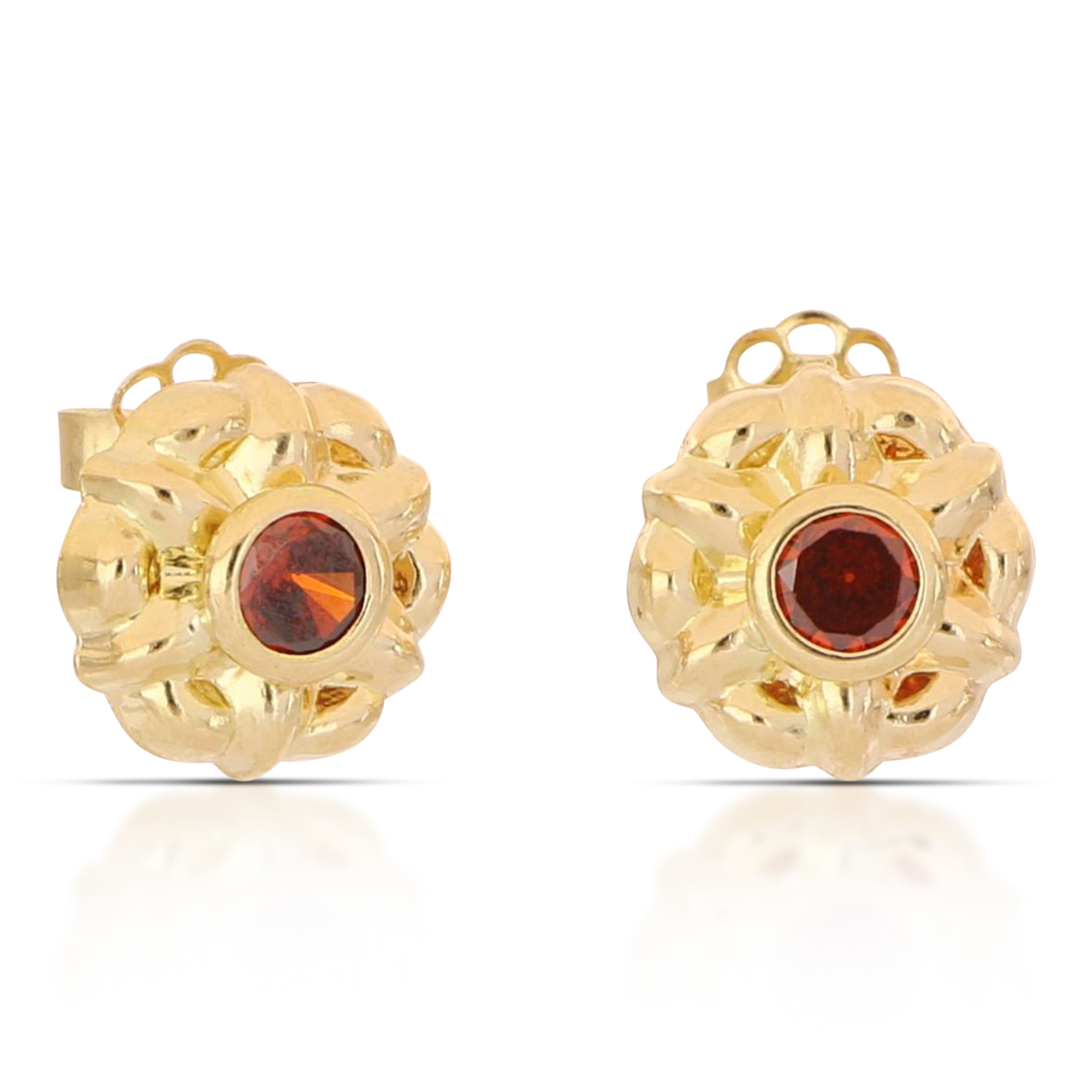 18K Italian Gold Stamped earrings with stone – SKU 803321751481