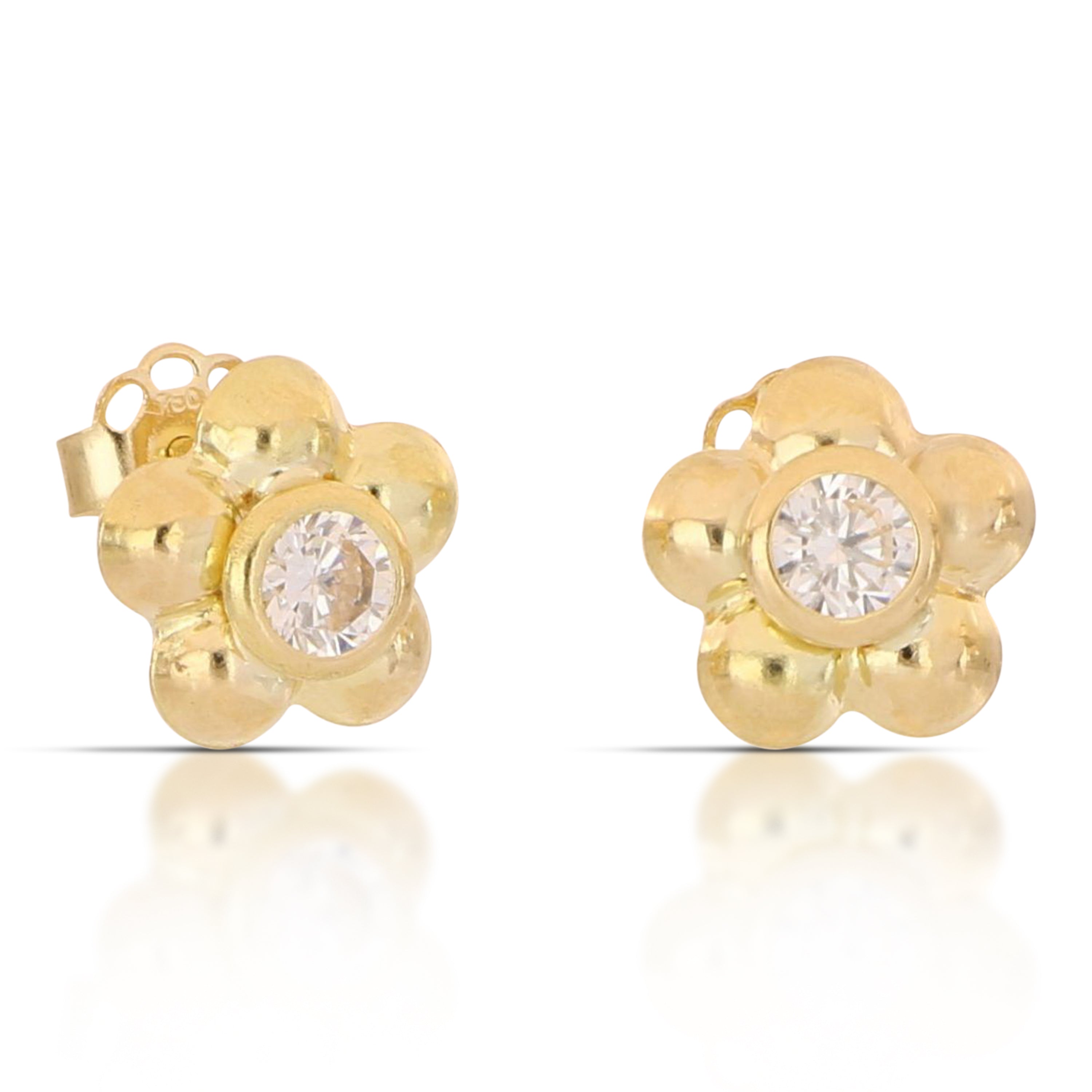 18K Italian Gold Stamped earrings with stone – SKU 803321751485