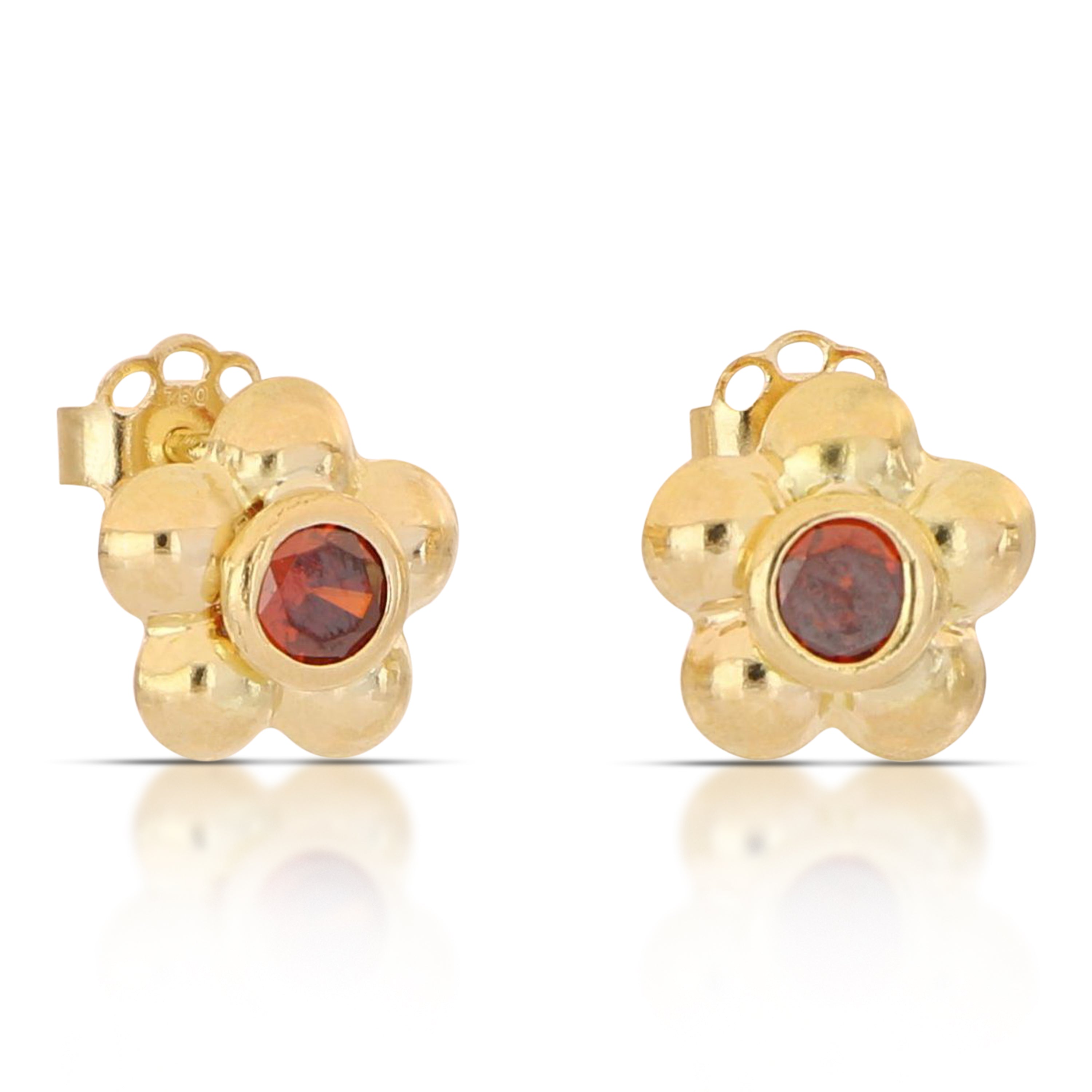 18K Italian Gold Stamped earrings with stone – SKU 803321751486