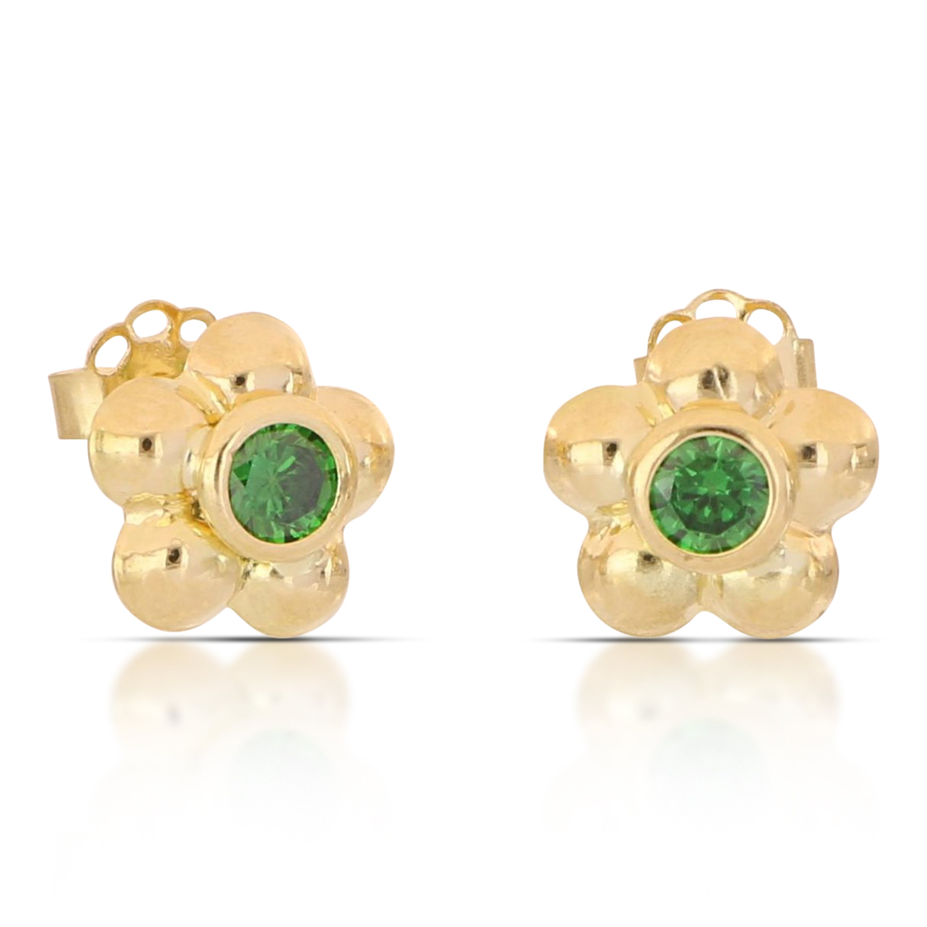 18K Italian Gold Stamped earrings with stone – SKU 803321751487